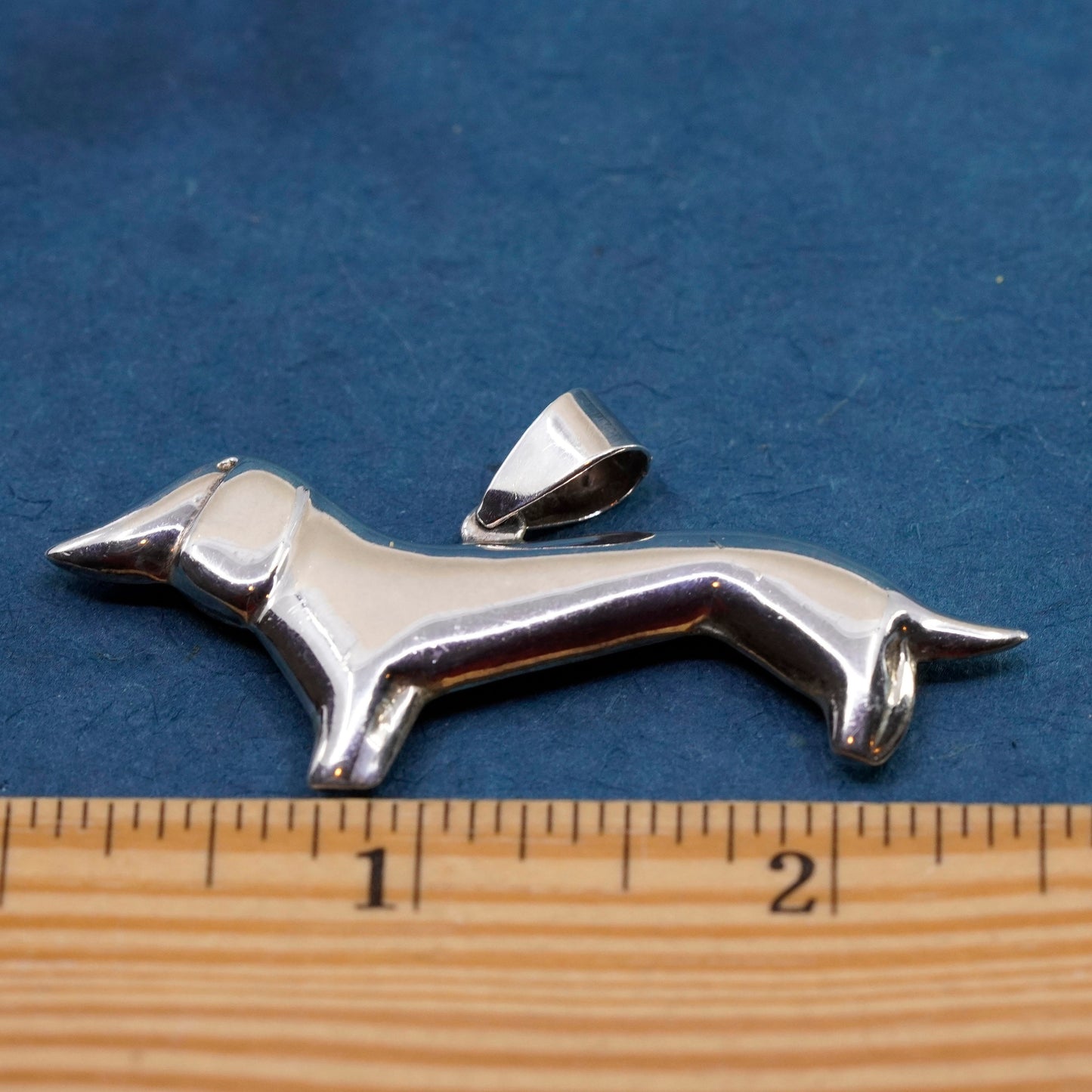 Vintage sterling silver handmade pendant, 925 dachshund dog