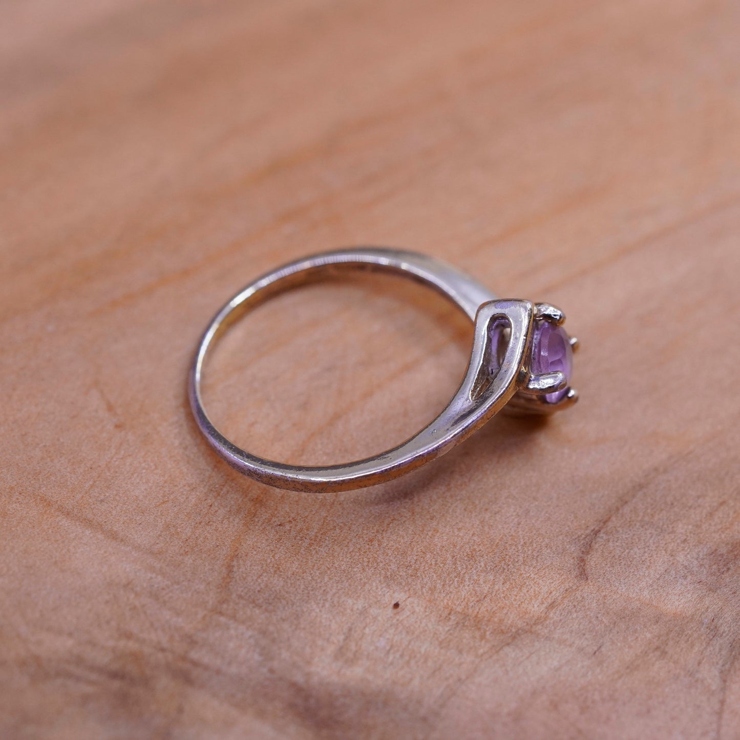 Size 7, vermeil gold over Sterling silver handmade ring, 925 band amethyst
