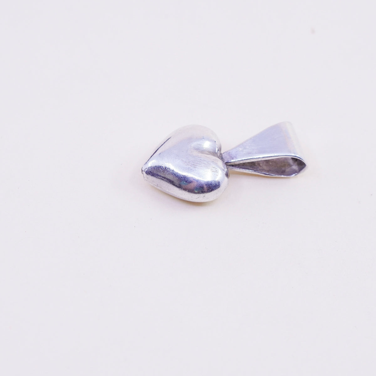 Vintage Mexico handmade sterling silver puffy heart, 925 charm pendant