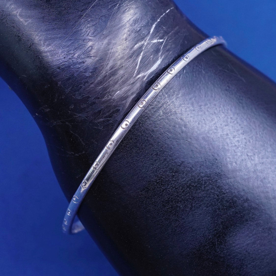 8”, vtg plata sterling silver handmade bracelet, stackable 925 bangle