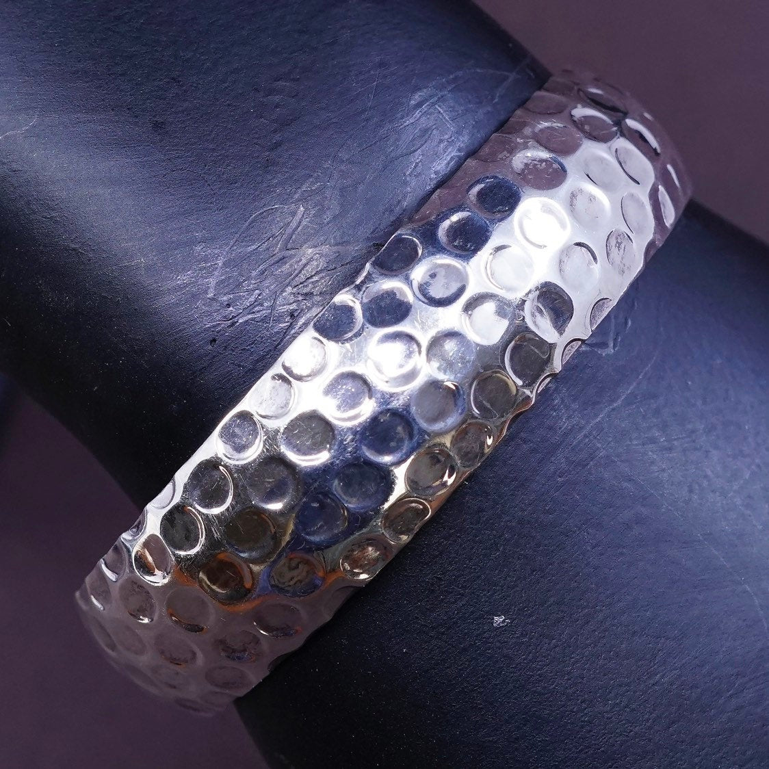 6.25", vtg Sterling silver handmade bracelet, mexico 925 cuff w/ hammered