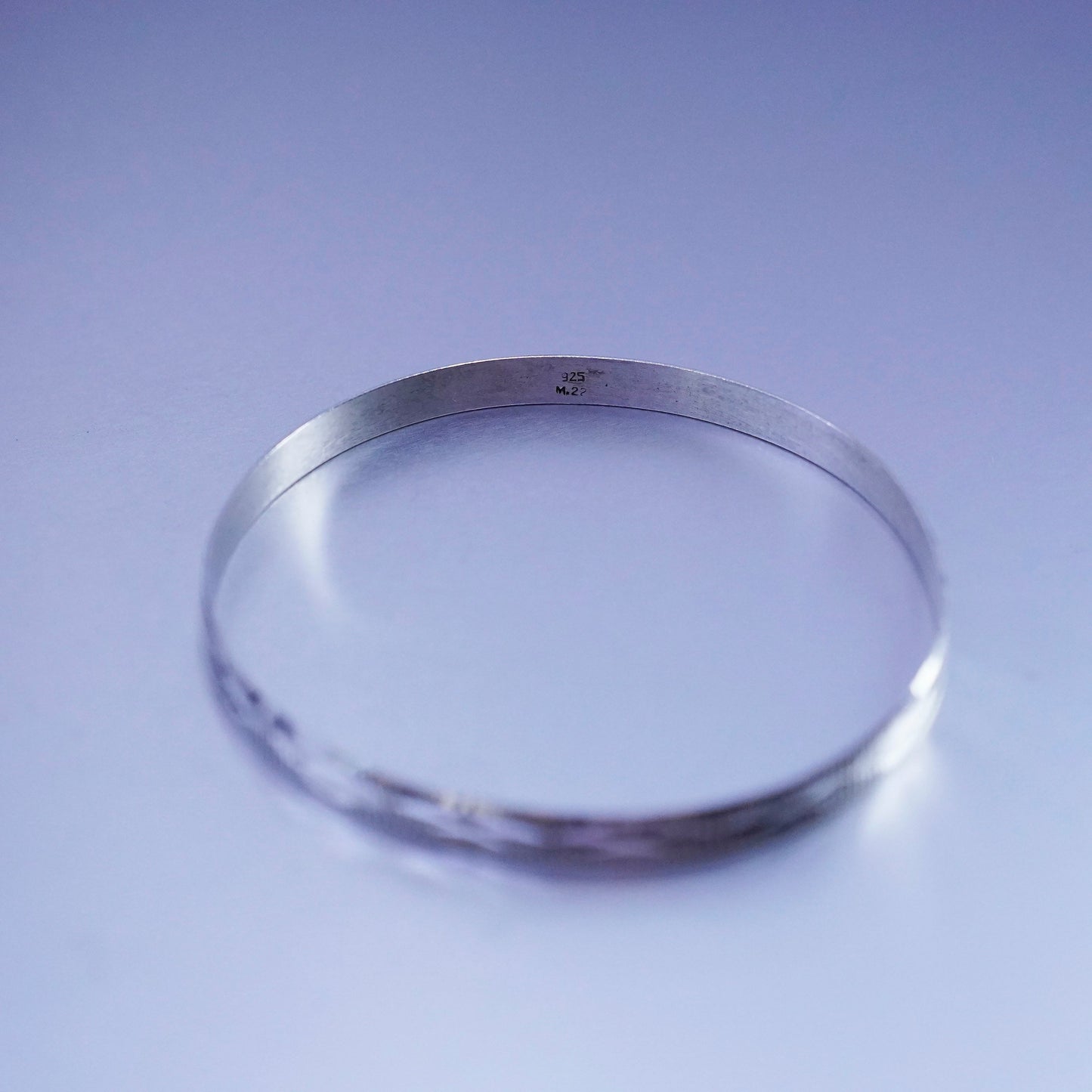 8.25”, Vintage Sterling 925 silver handmade bracelet, textured bangle