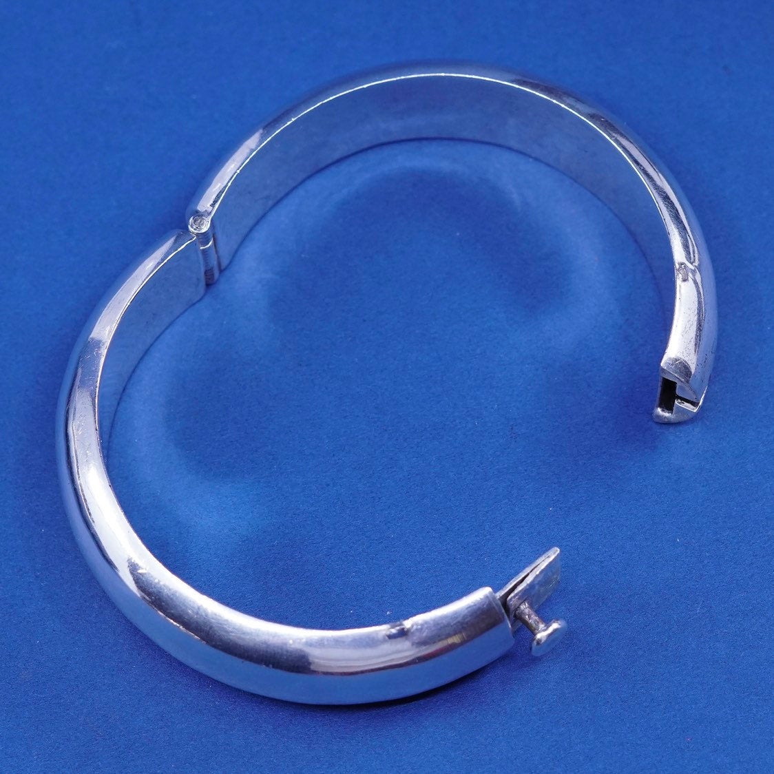 7.25", mexico sterling silver handmade bracelet, wide 925 hinged bangle