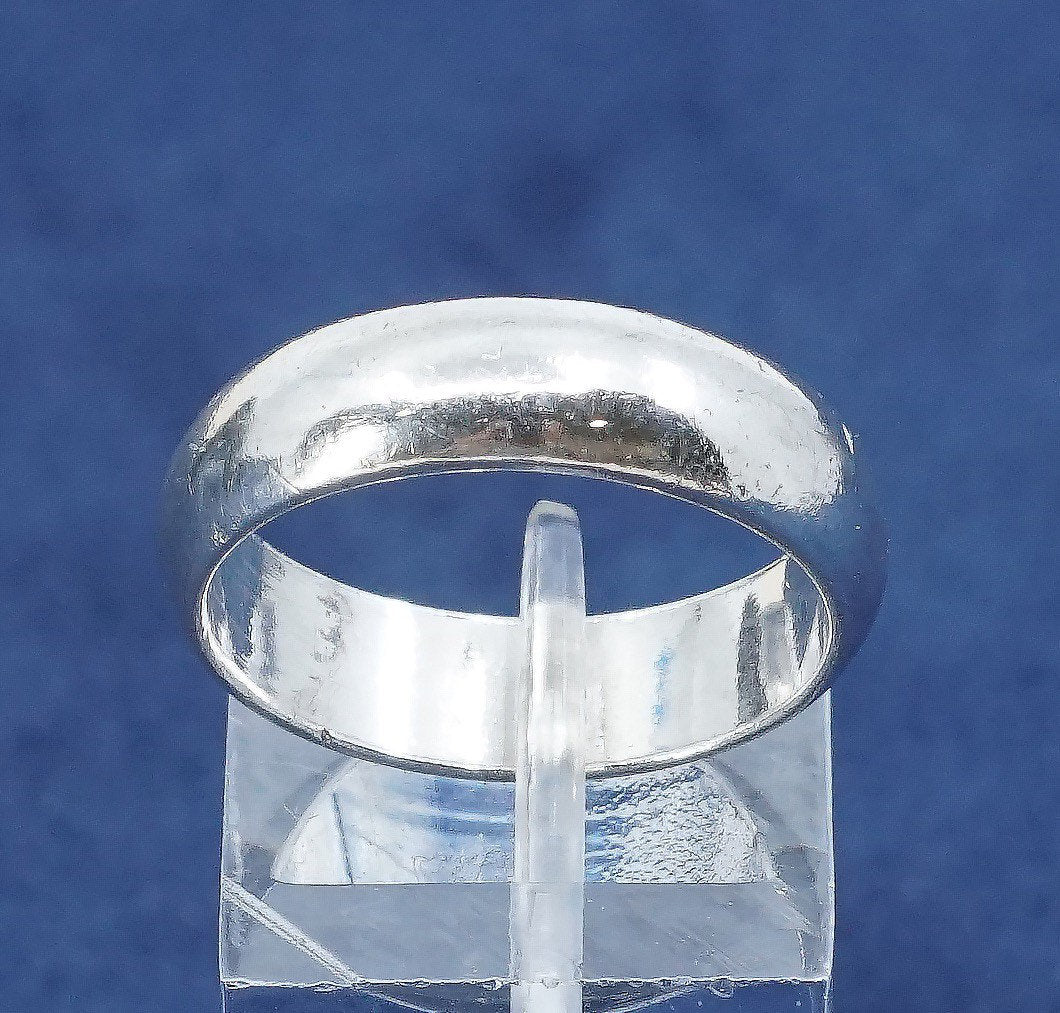 sz 7.75, vtg Sterling silver handmade ring, 925 wedding band, stamped 925