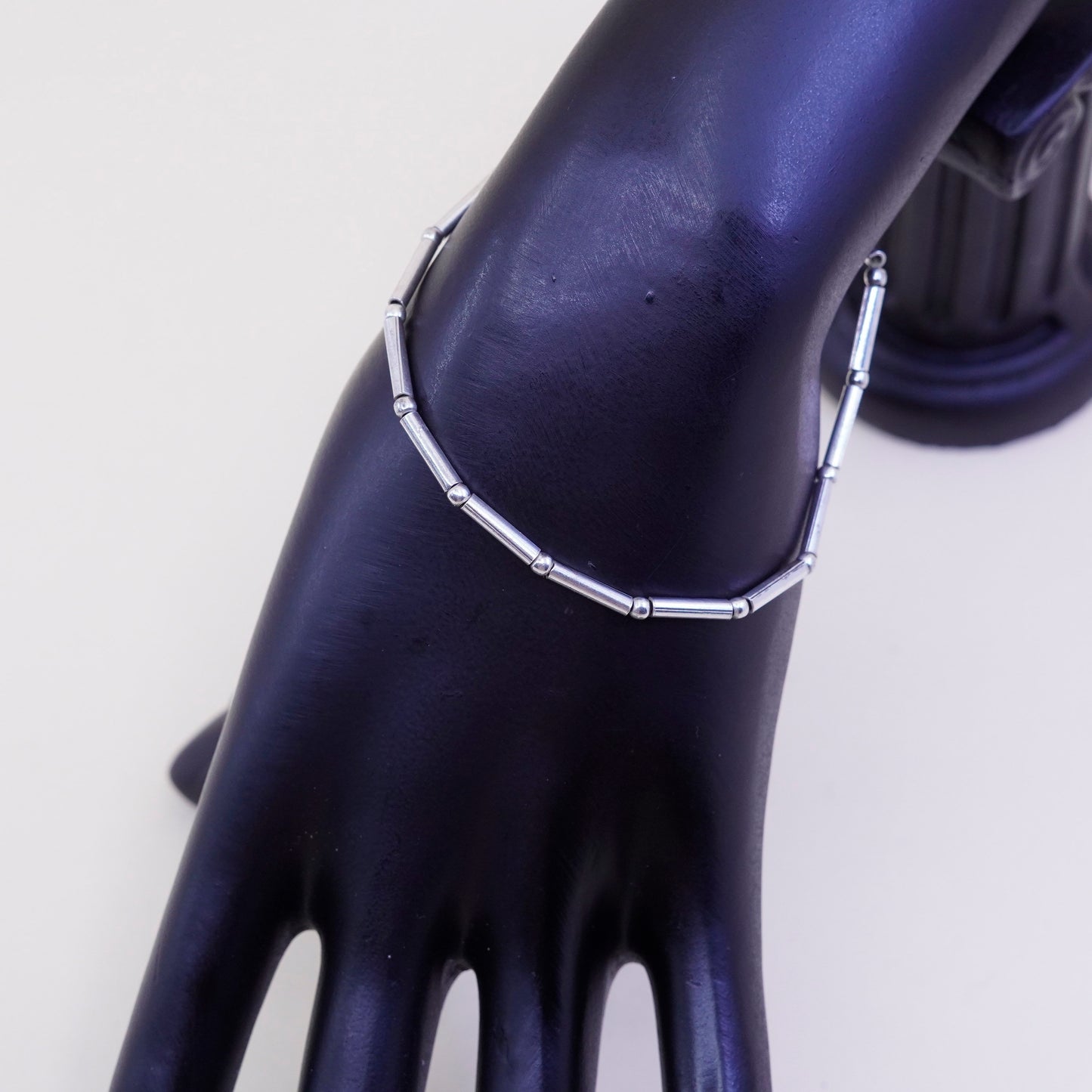 9.75”, Vintage Handmade sterling silver anklet, 925 bar chain