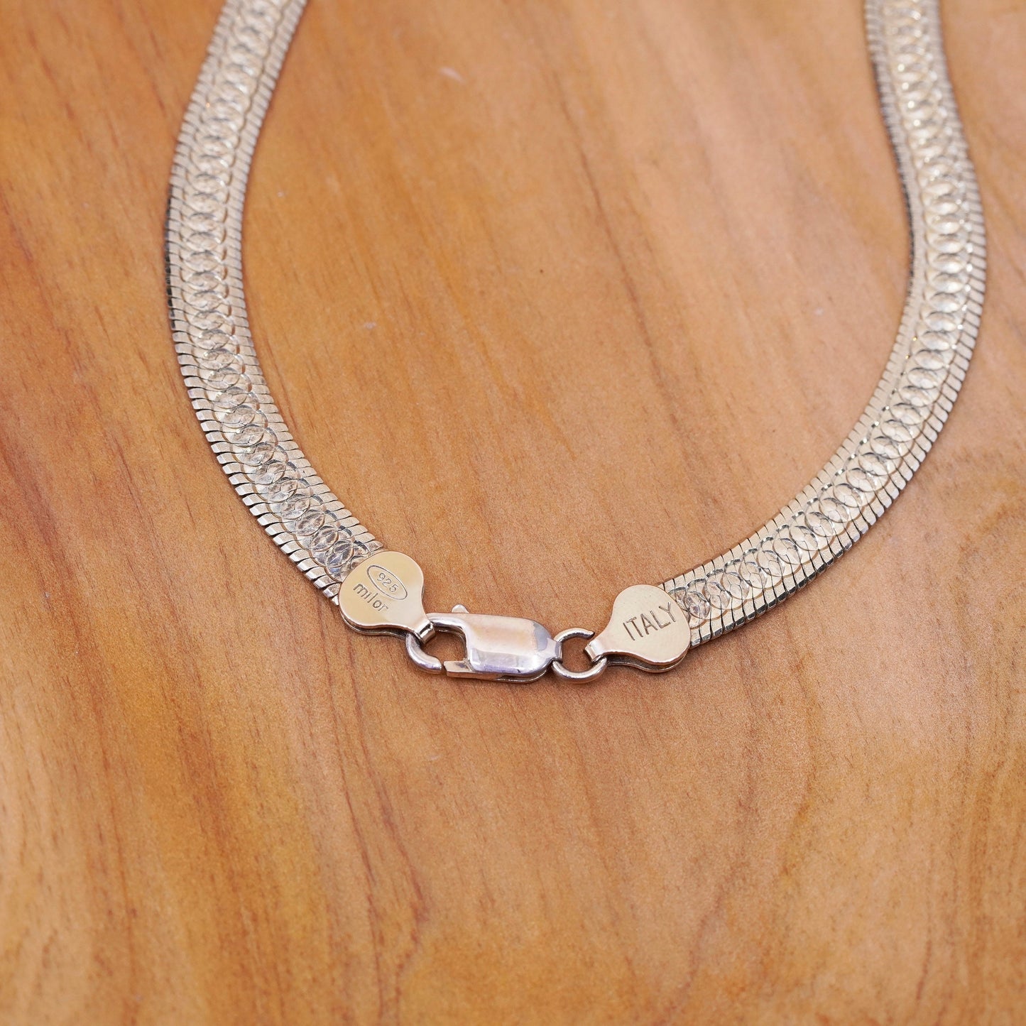 18”, Italy Milor vermeil gold over Sterling silver textured herringbone chain