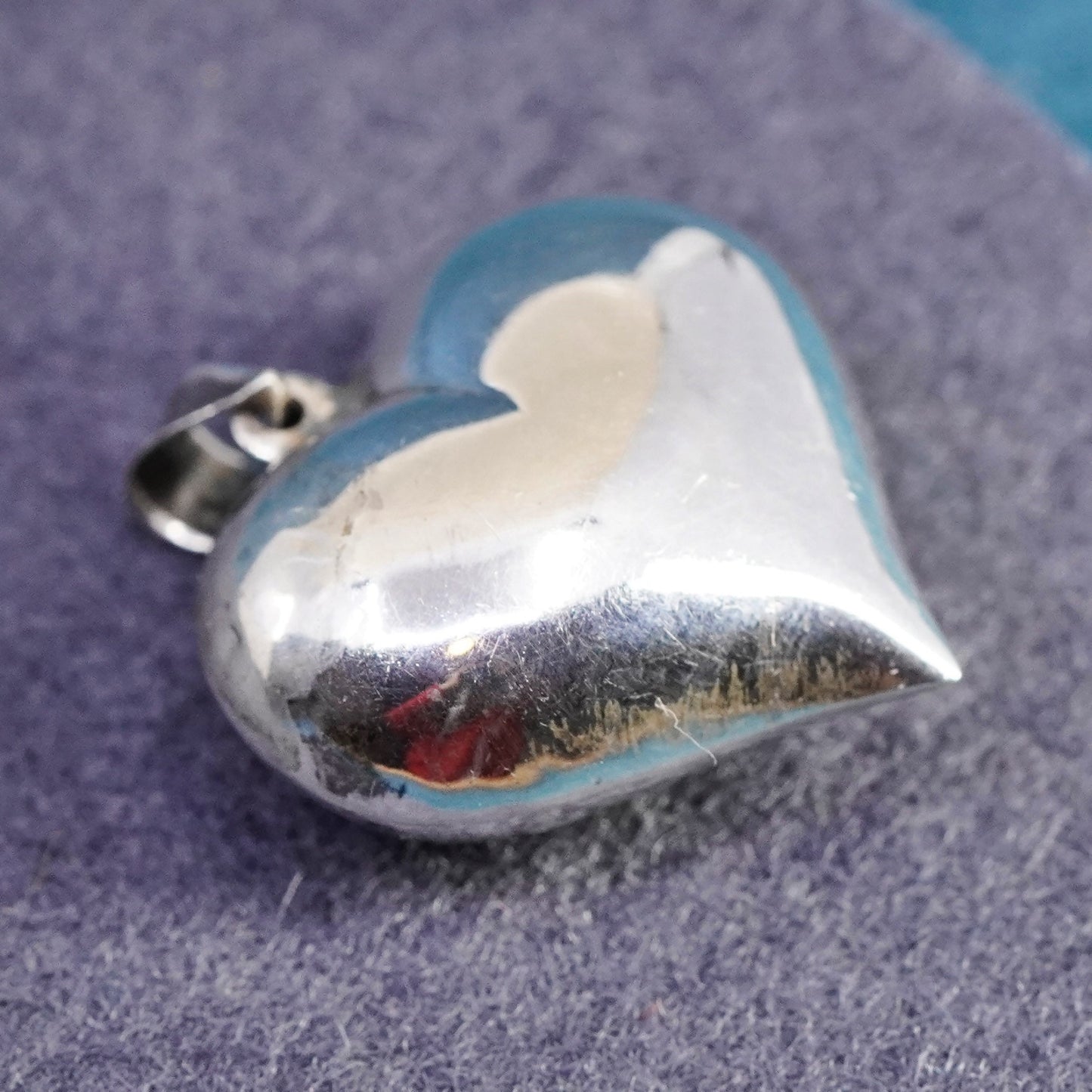 Vintage Sterling silver handmade pendant, puffy 925 heart