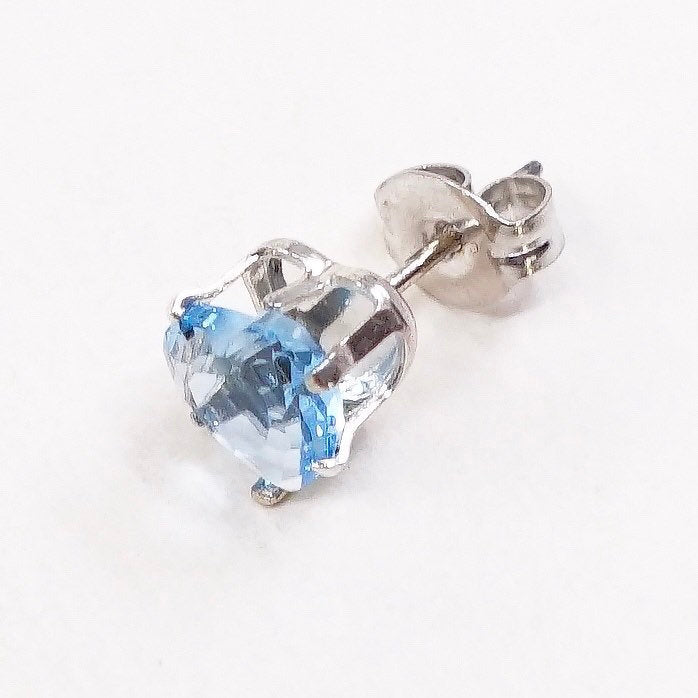 Sterling silver earrings 925 silver w/ heart shaped blue crystal studs