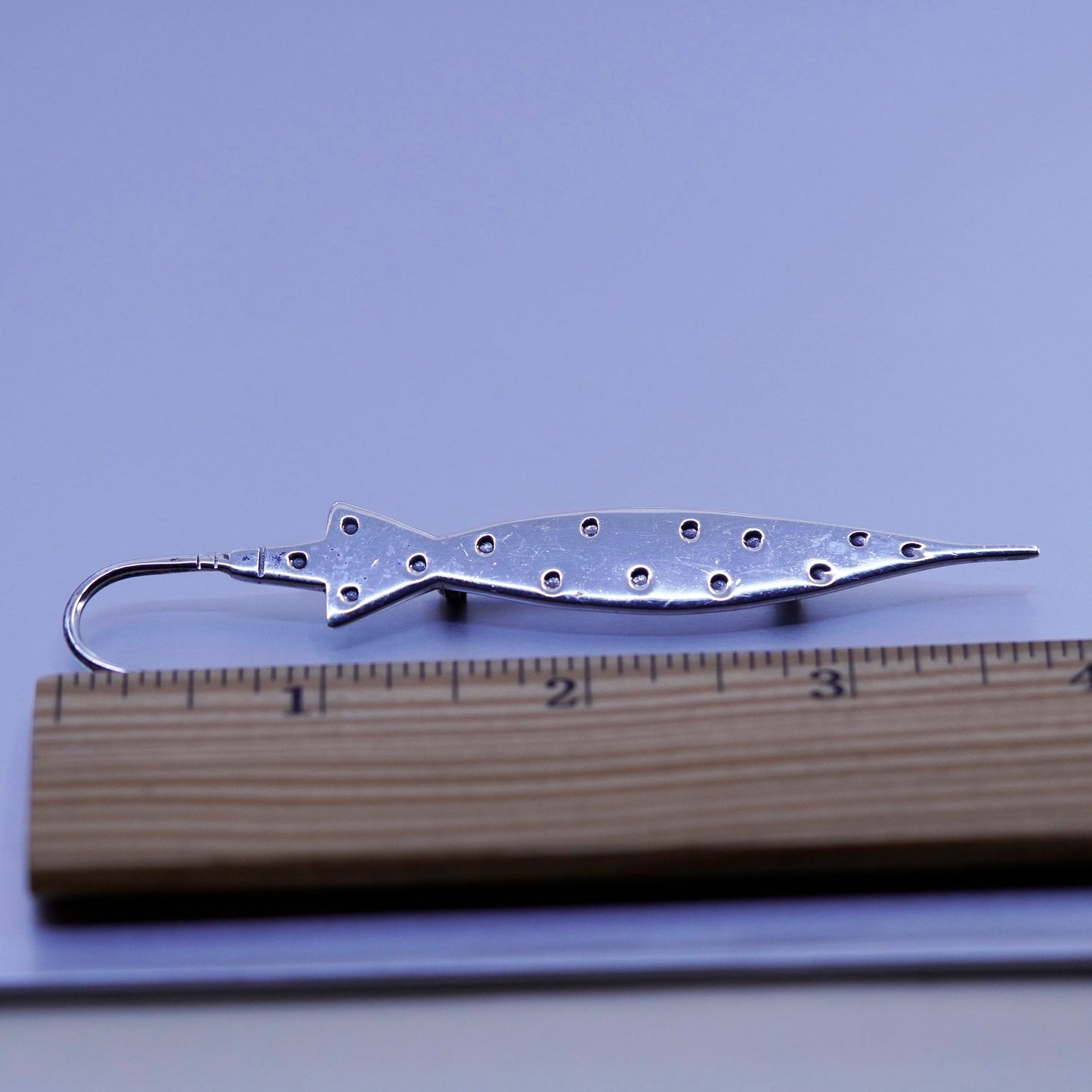 4”, vintage sterling silver handmade brooch, extra long umbrella bar pin