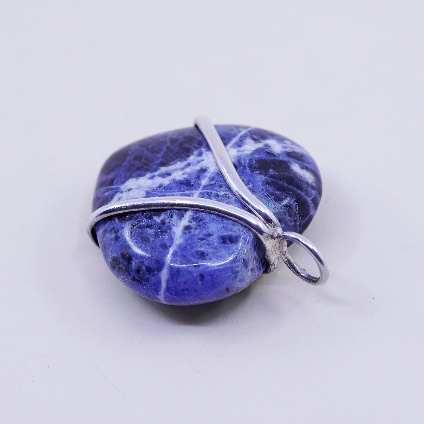 Vintage mexico handmade sterling silver 925 with heart azurite
