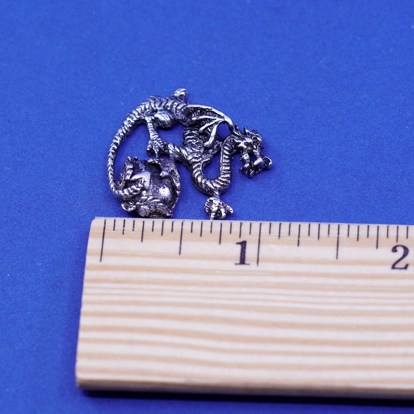 Vintage new leaf sterling silver handmade pendant, 925 dragon charm