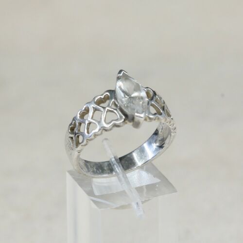 Sz 10, Sterling Silver Ring, 925 Silver Engagement Ring W/ Crystal