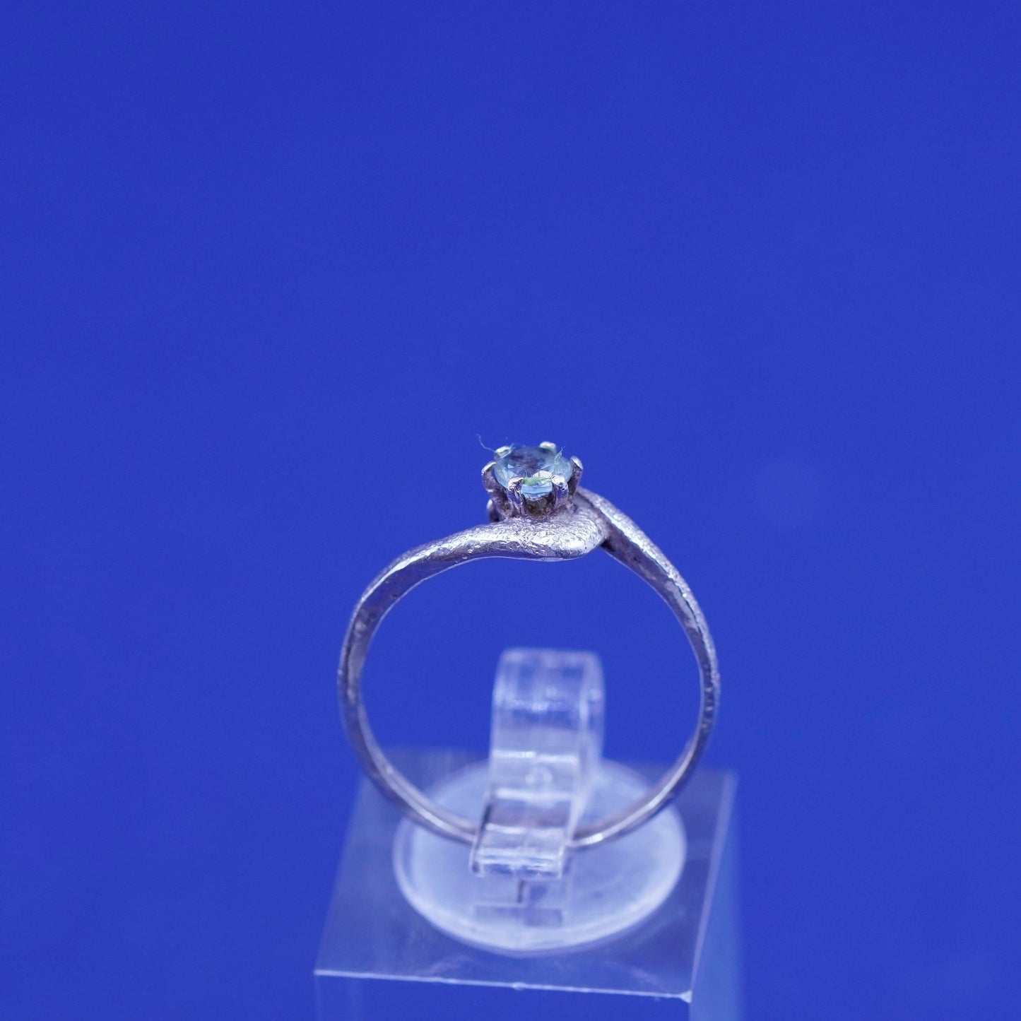 Size 7.5, vintage sterling 925 silver handmade ring with blue topaz