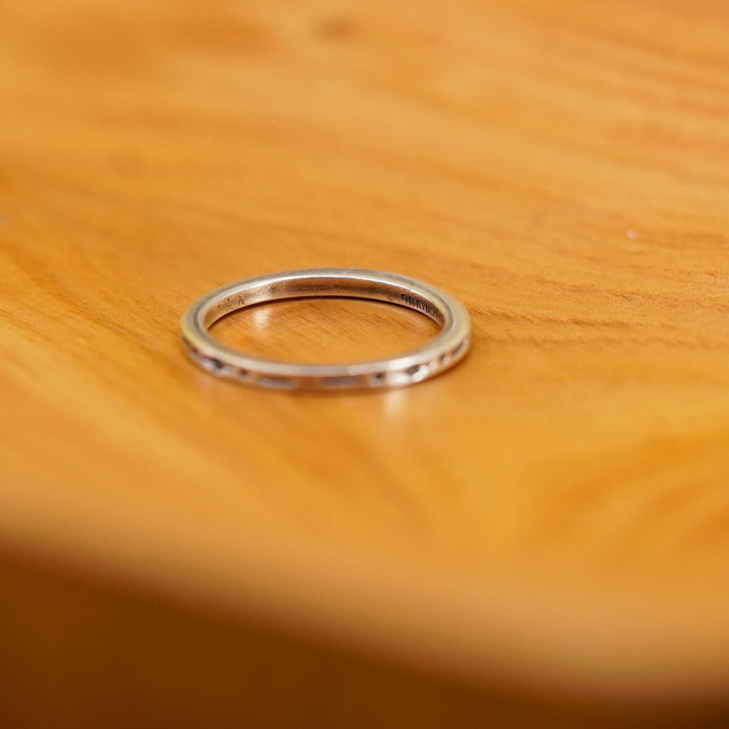 Size 8, Sterling silver stackable handmade ring, 925 stackable textured band
