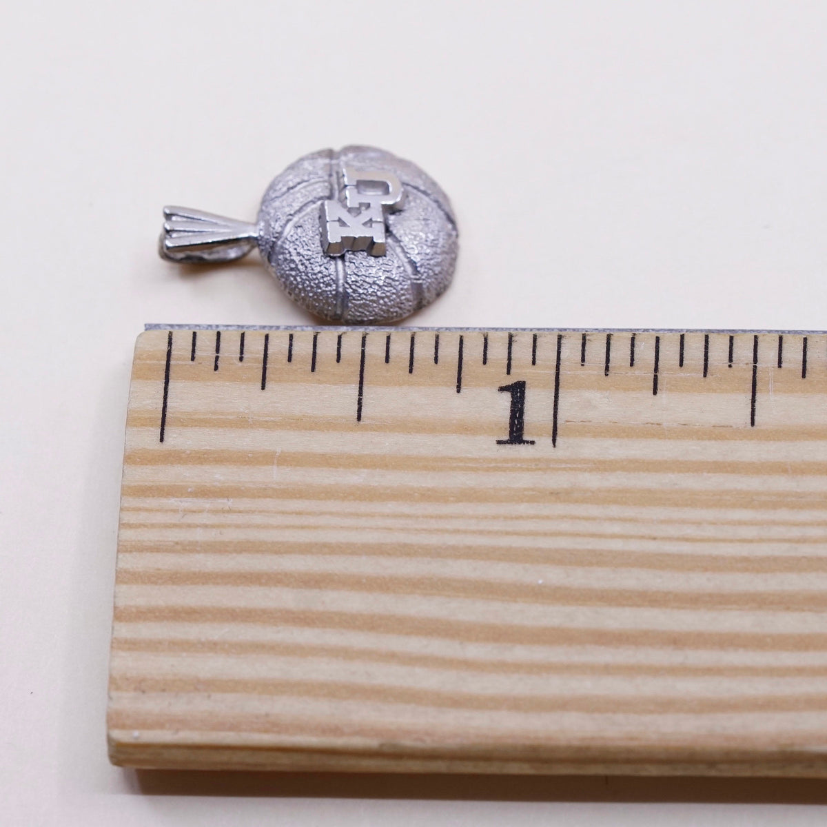 Vintage Sterling silver handmade pendant, 925 basketball monogram initial “KU”