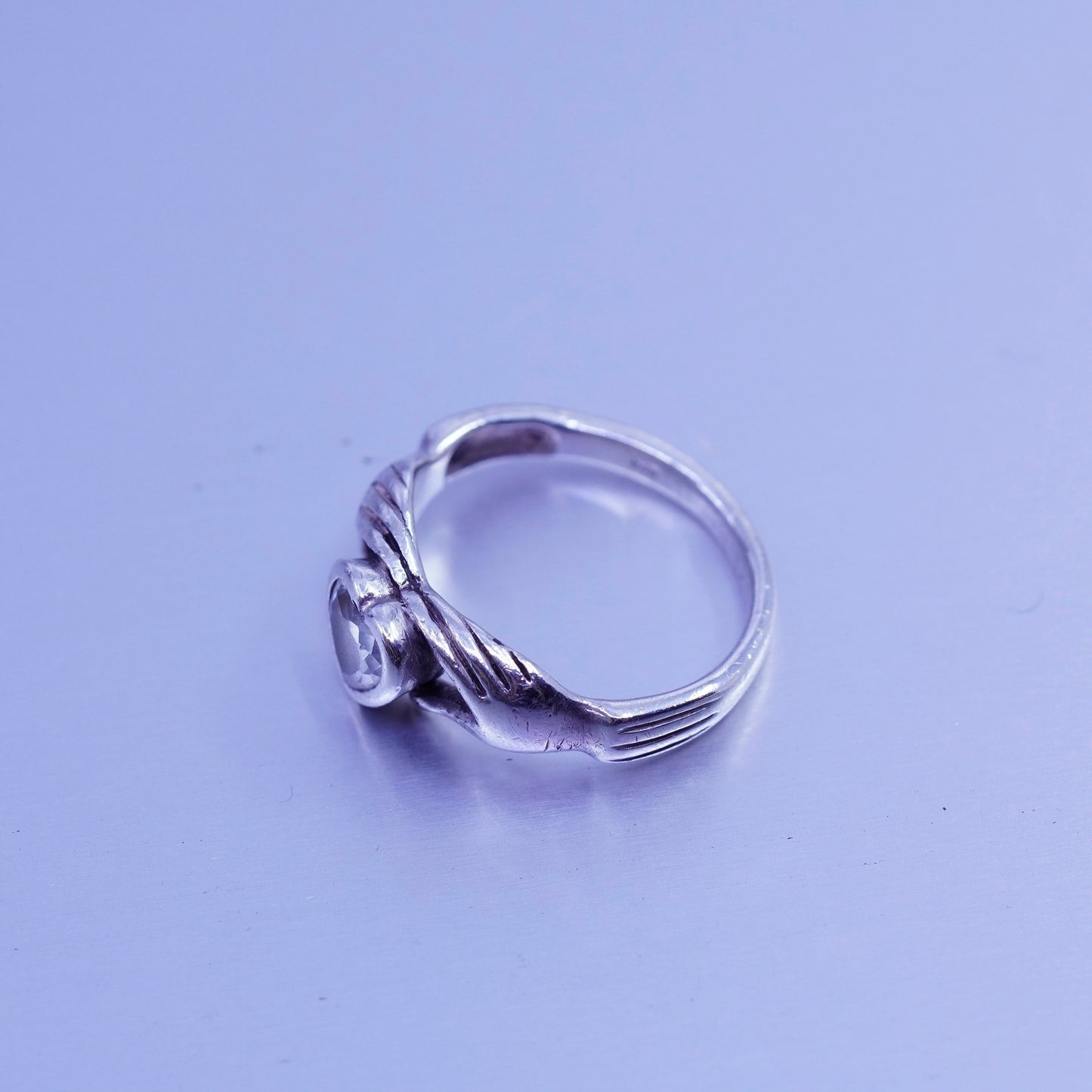 Size 6.75, Irish Claddagh friendship Sterling 925 silver ring, holding heart
