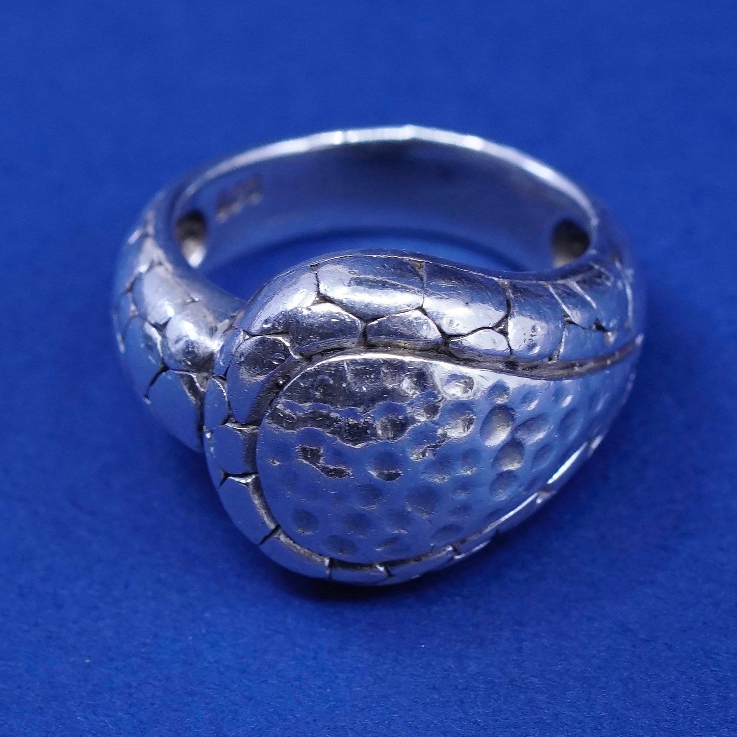 sz 5.75, vtg Sterling silver handmade ring, mexico 925 Statement hammered band