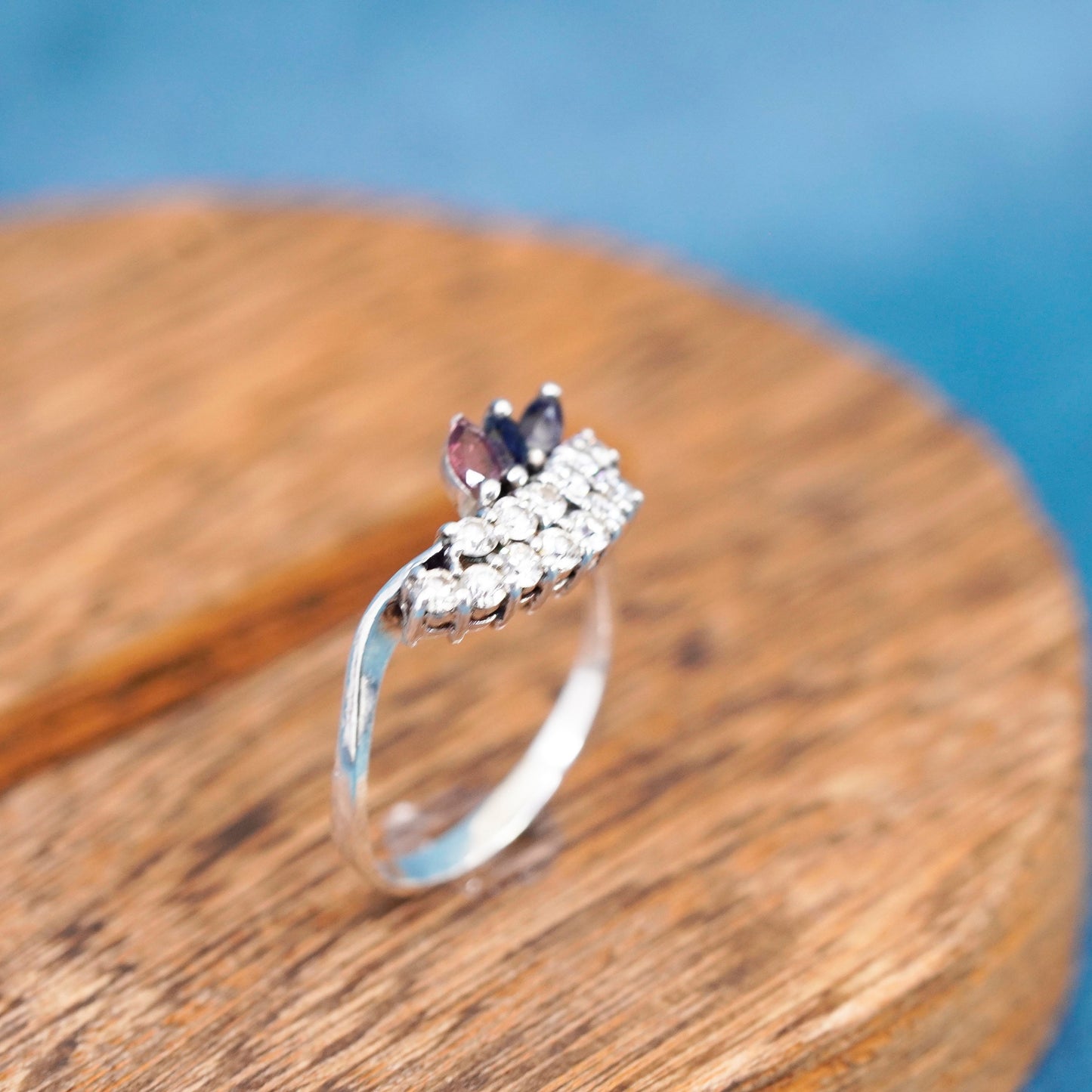 Size 8.5, vintage Sterling 925 silver engagement anniversary ring w/ cluster Cz