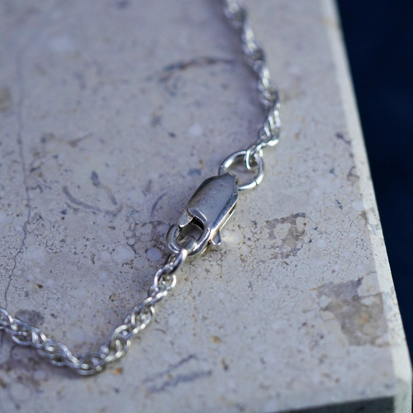 8”, 2mm, vintage sterling silver handmade bracelet, Italy 925 rope chain