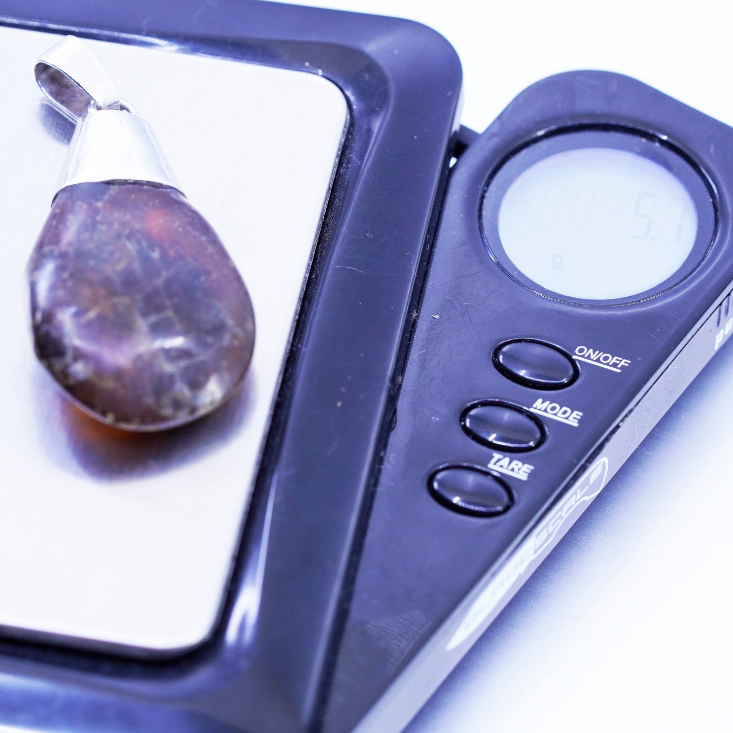 antique sterling 925 silver handmade pendant with teardrop amber