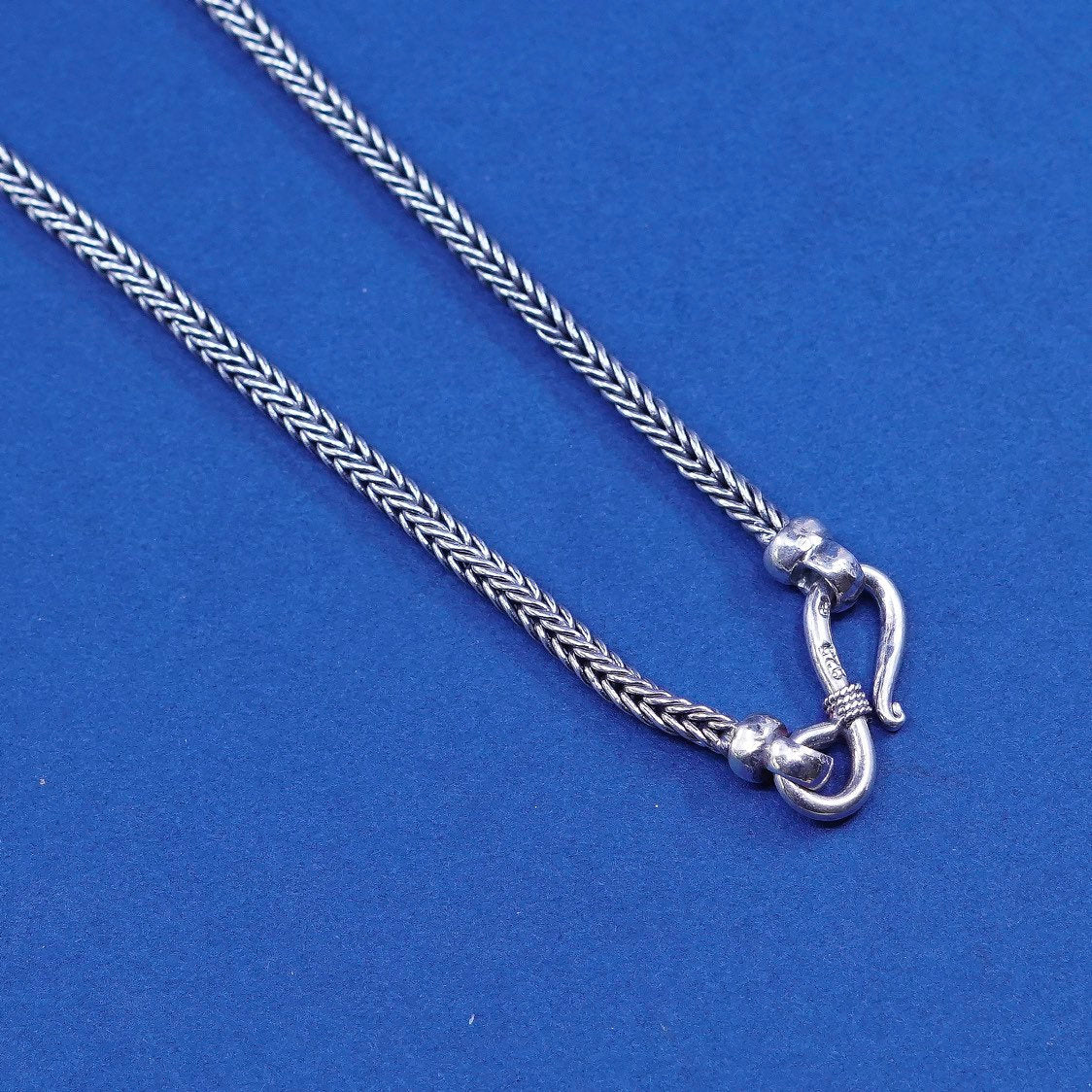 18”, sterling silver handmade necklace 925 wheat chain w/ enamel heart pendant
