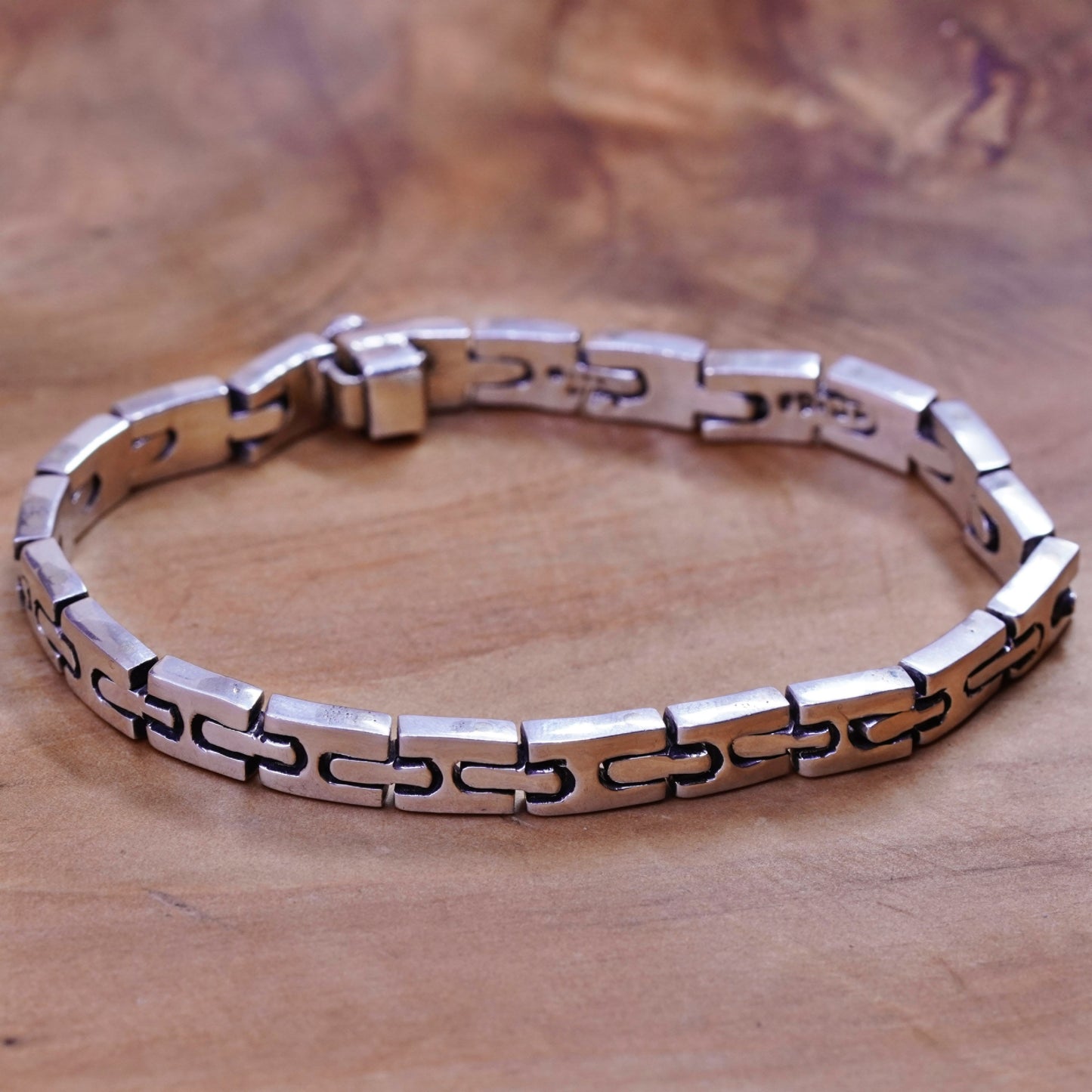 7”, vintage modern Sterling silver handmade tennis bracelet, 925 link chain