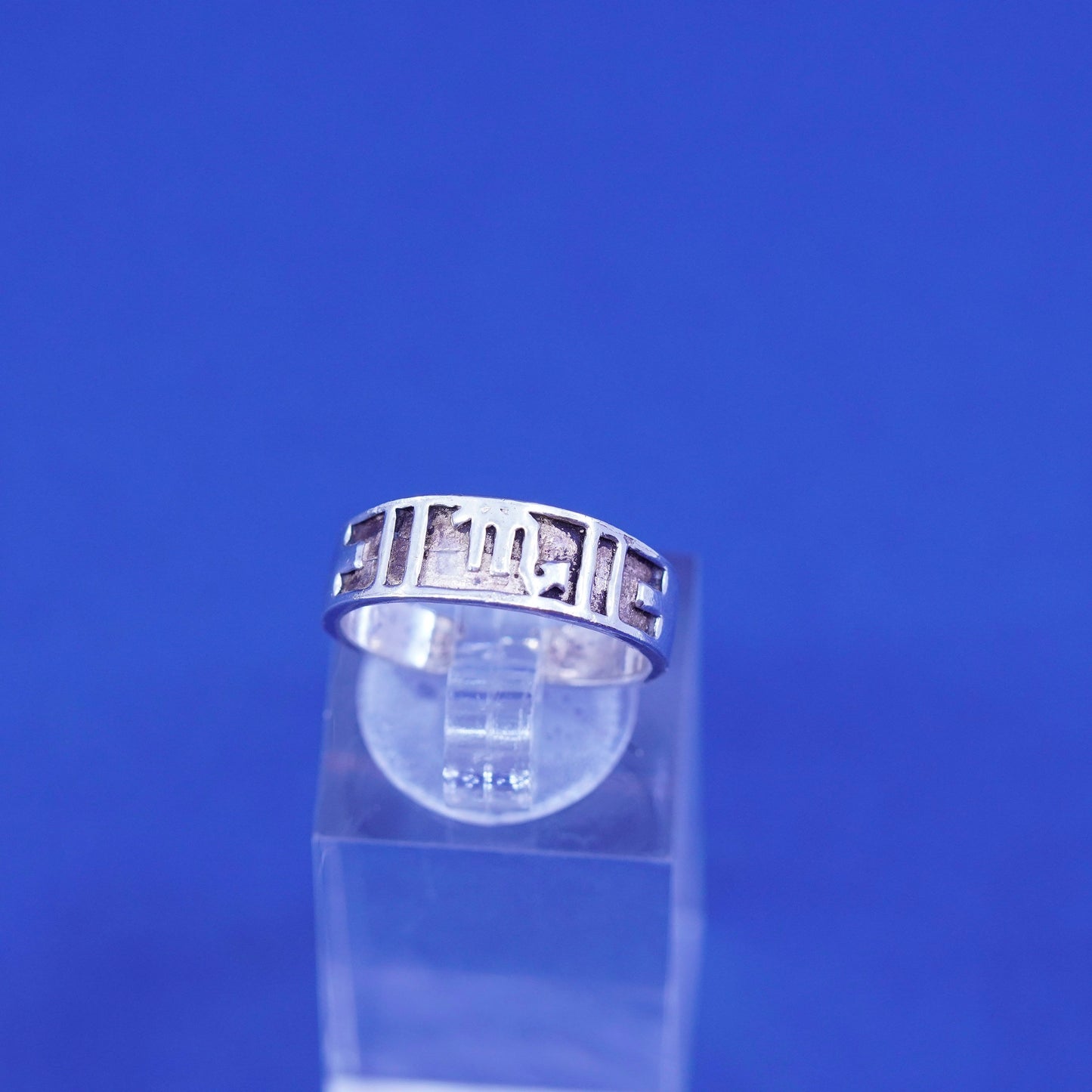 sz 5, vtg adjustable scorpio sigh Sterling silver handmade ring, 925 open band