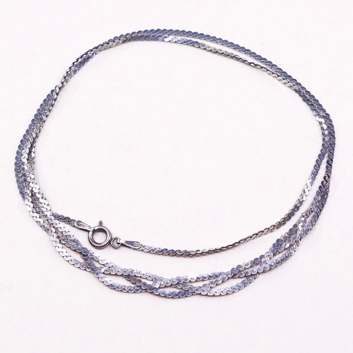 18", VTG Sterling silver handmade chain, 925 s-link woven necklace