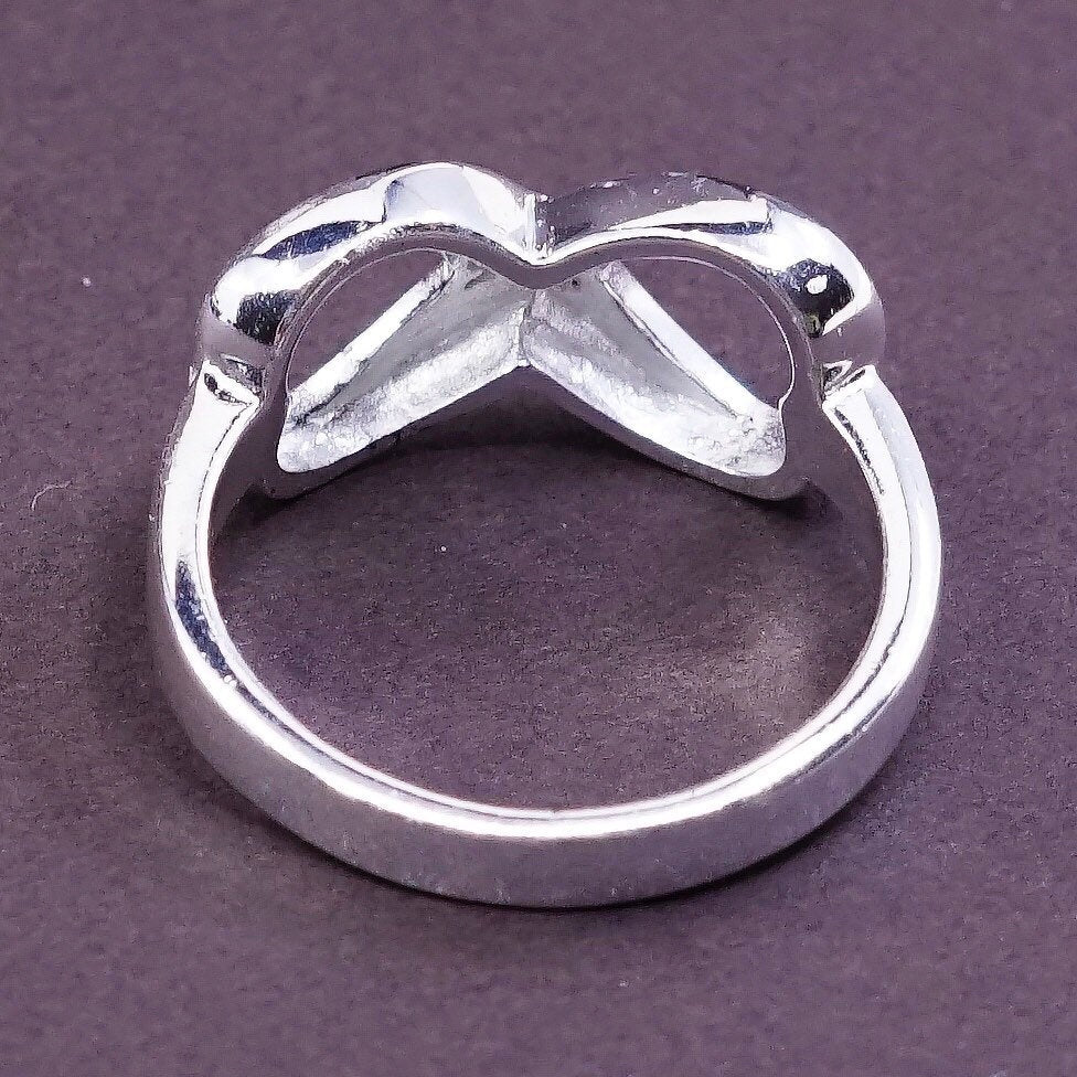 sz 8, Sterling silver handmade ring, 925 infinity band “sisters forever