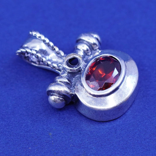 Vintage Sterling 925 silver handmade pendant with ruby and beads