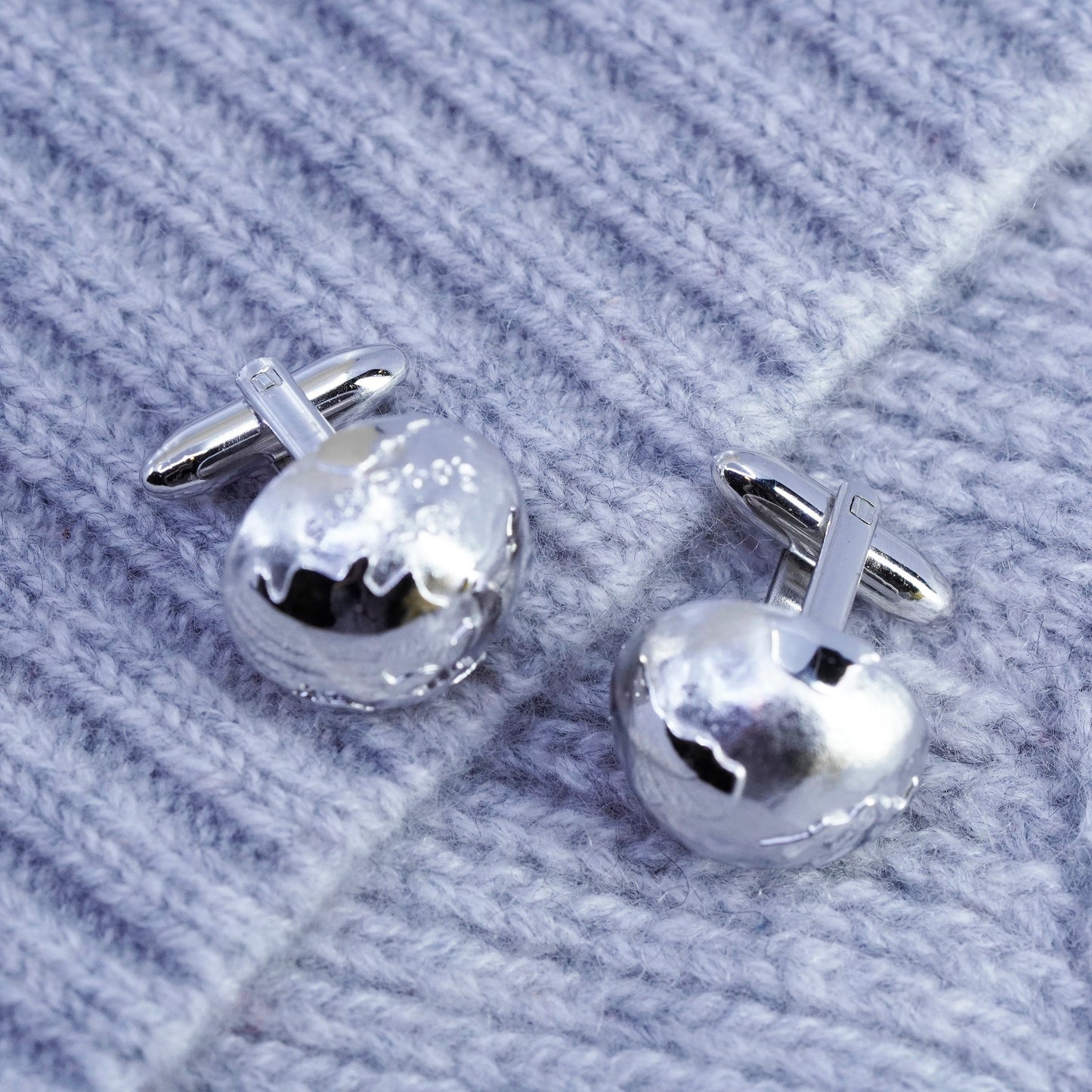 Bahour sterling silver handmade cuff link, 925 world map sphere cufflink