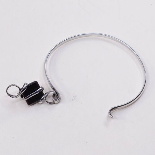 6.75”, Vtg Sterling Silver Handmade Bracelet, 925 W/ Purple Tiger’s Eye Bangle