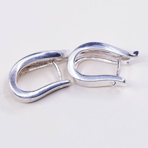 Vtg PB Sterling silver Handmade hoop earrings, 925 hoops huggie