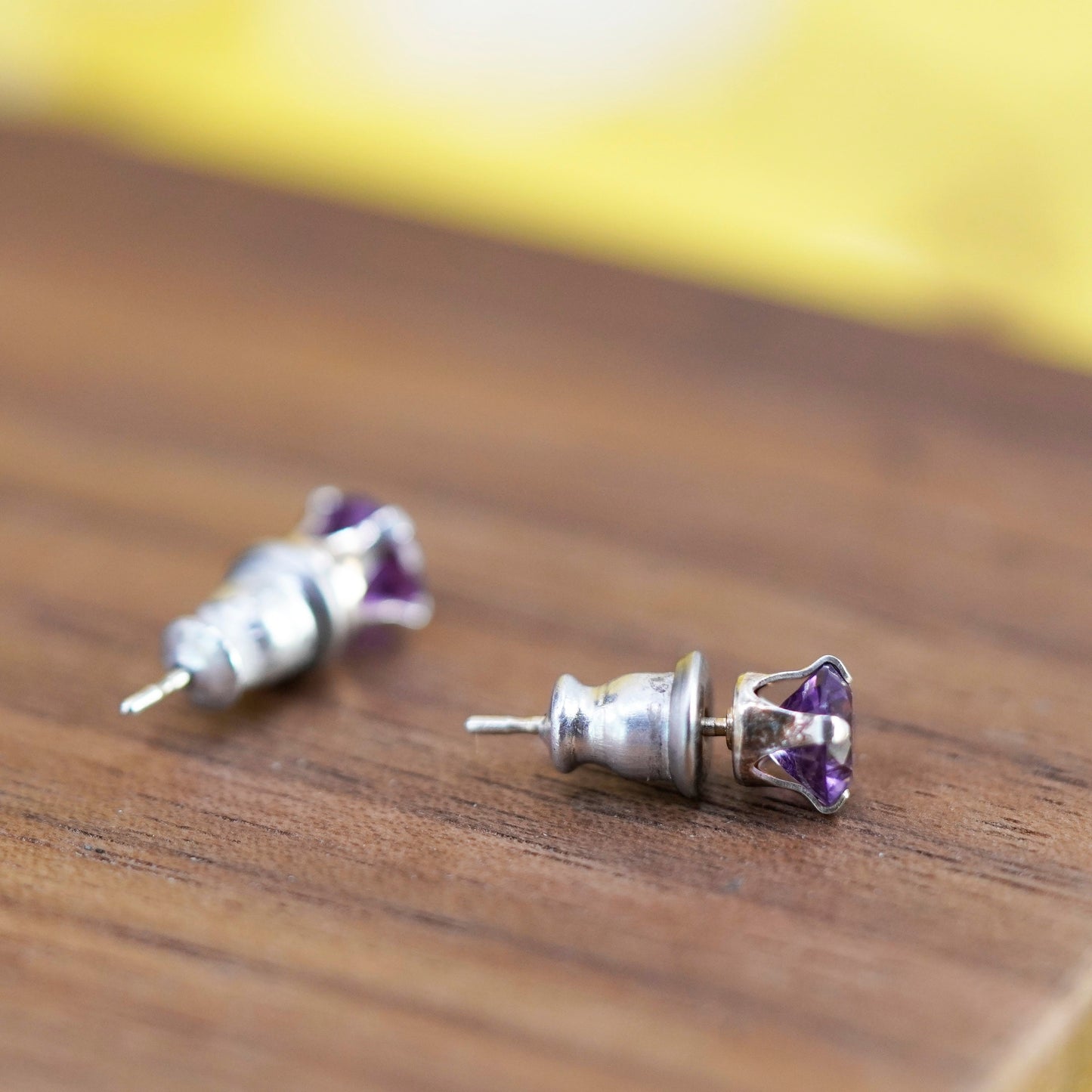 Vintage Sterling 925 silver amethyst studs, earrings
