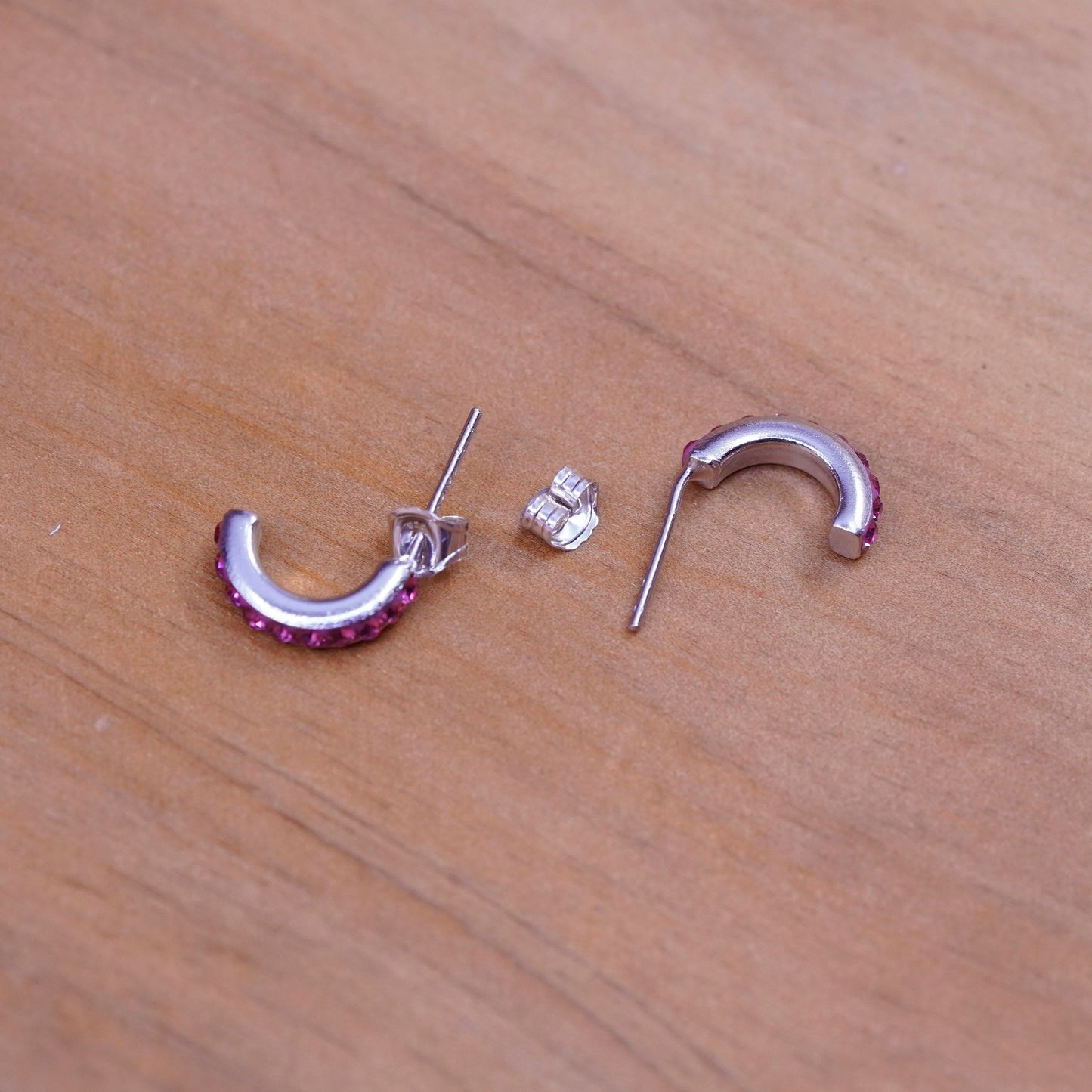 0.5”, vintage Sterling 925 silver handmade crystal studs, earrings