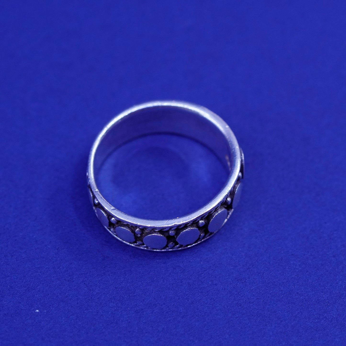 Size 6.75, shube southwestern Sterling silver handmade ring, 925 beaded band