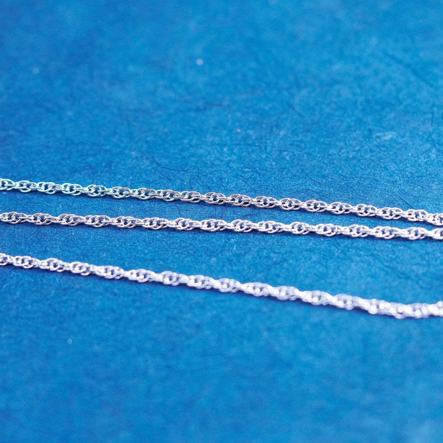 16”, Vintage Sterling silver necklace, multi strands 925 Singapore rope chain
