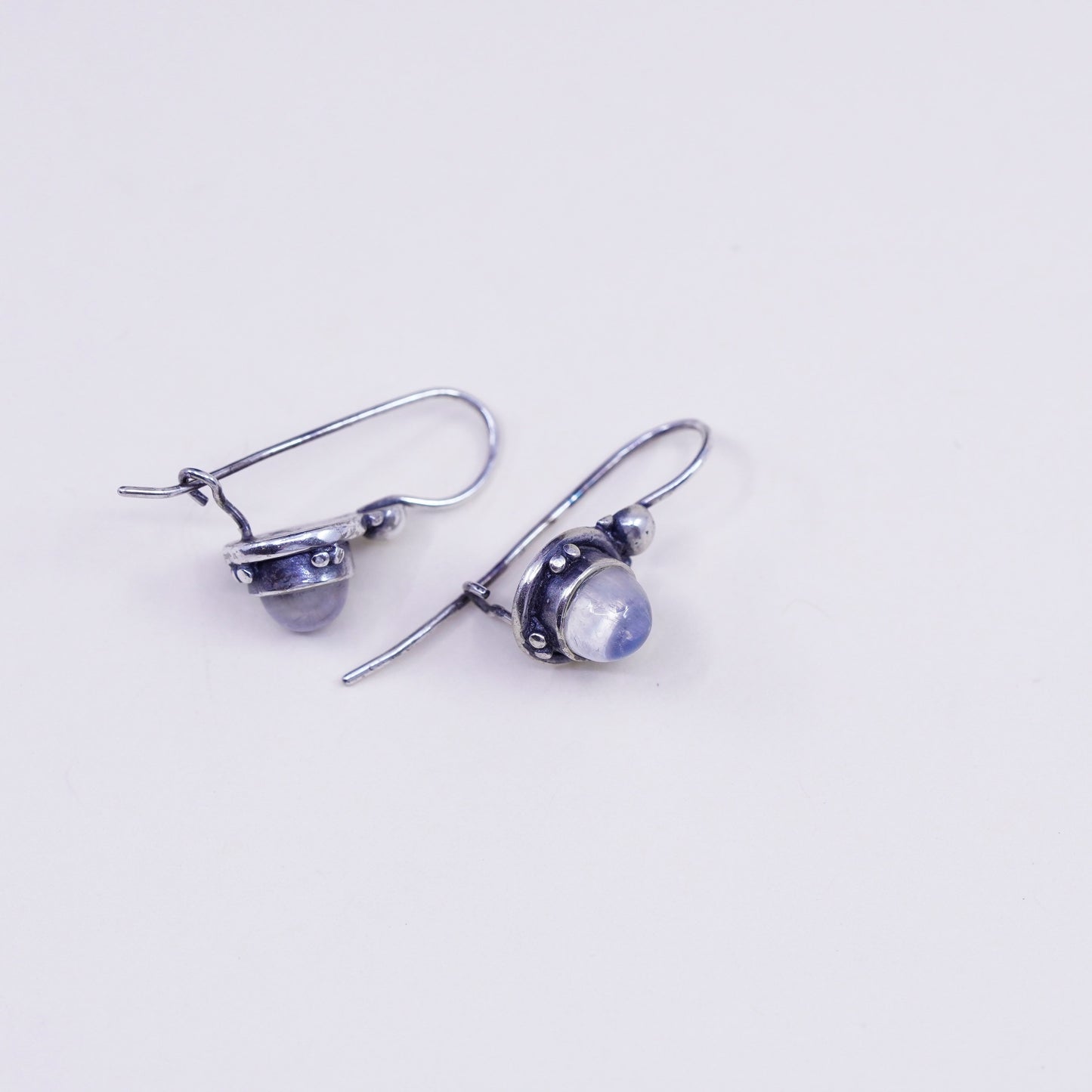 Vintage Sterling 925 silver handmade earrings with moonstone drops