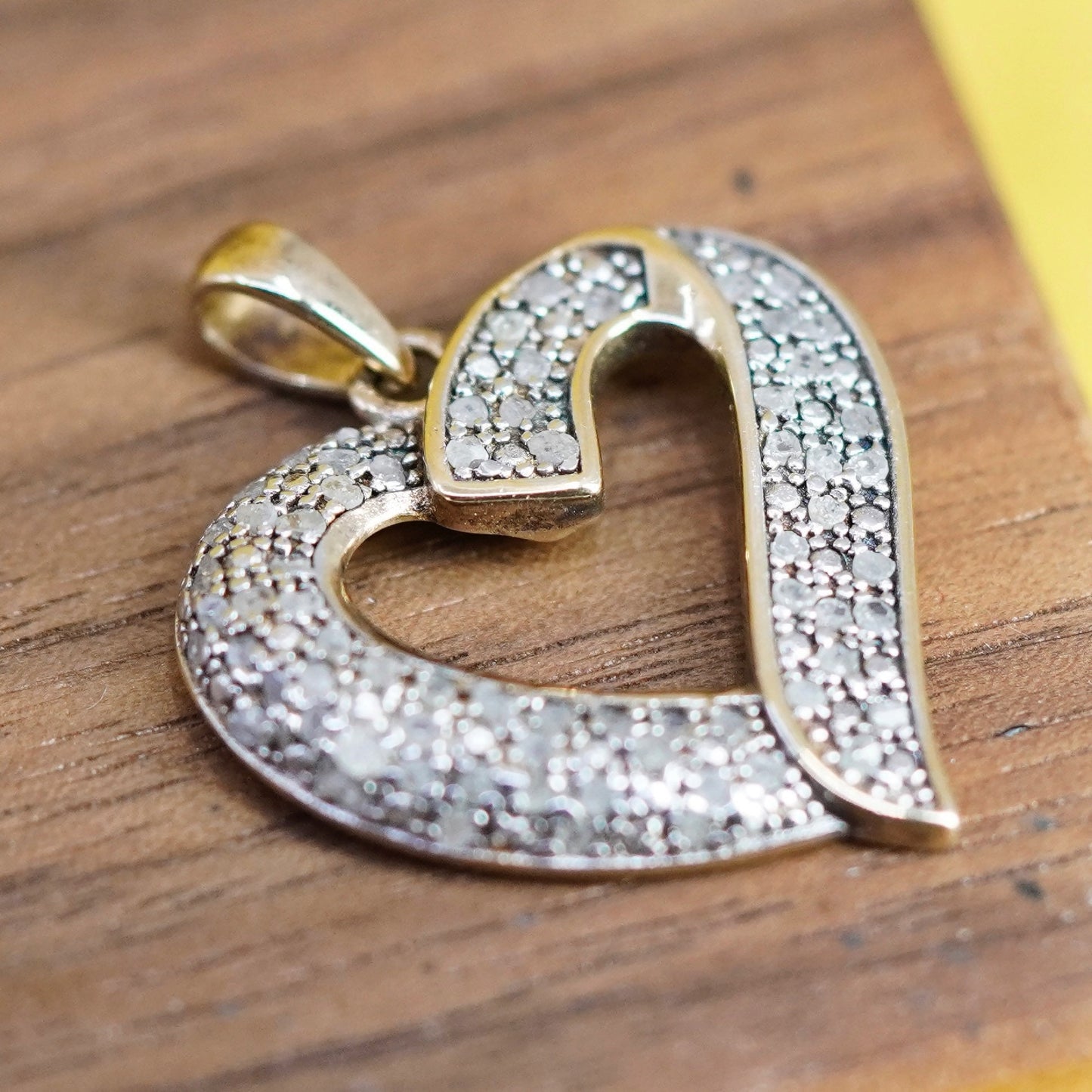 DBJ vermeil gold filled sterling silver pendant, fine 925 heart cluster diamond