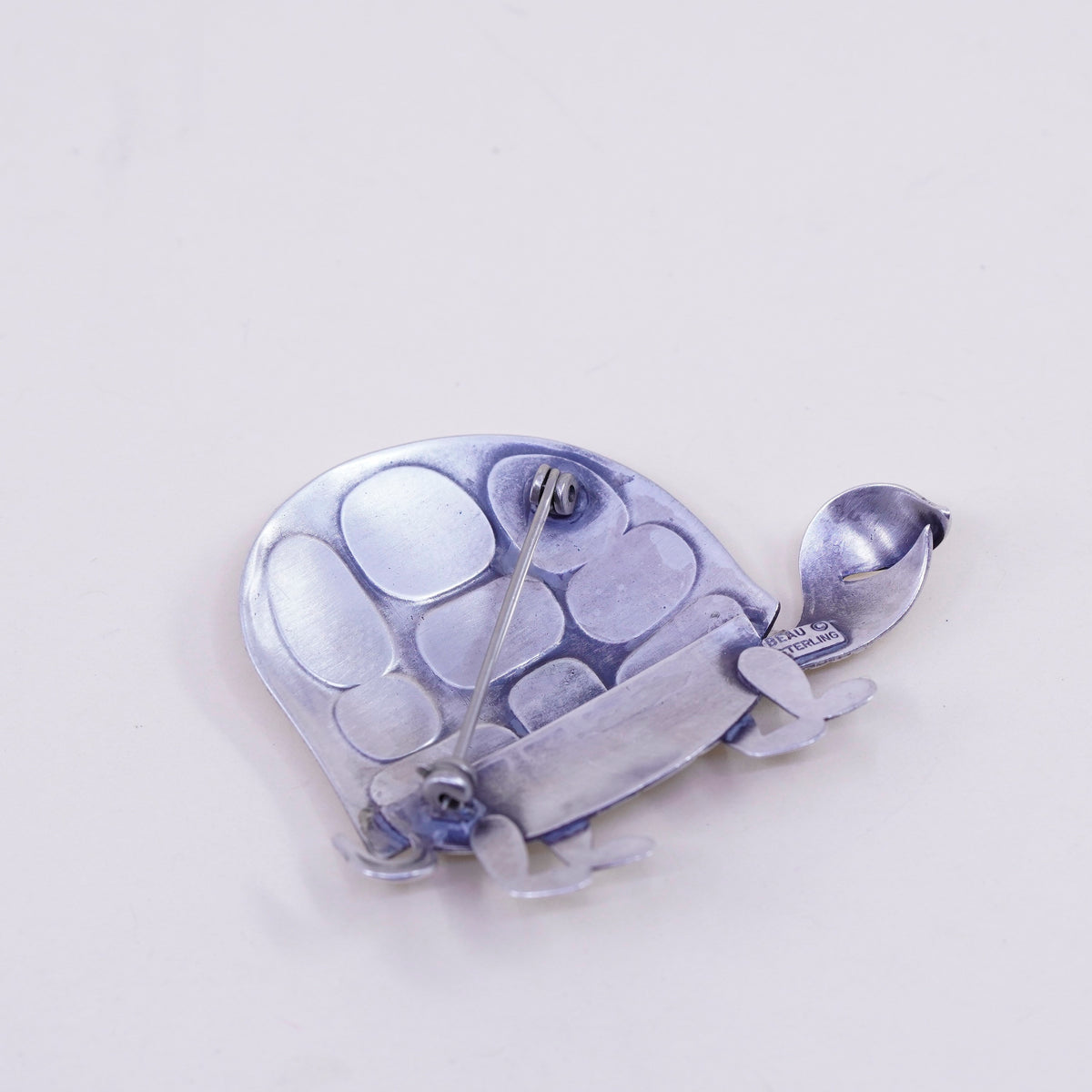 Vintage Sterling silver handmade brooch, 925 turtle brooch