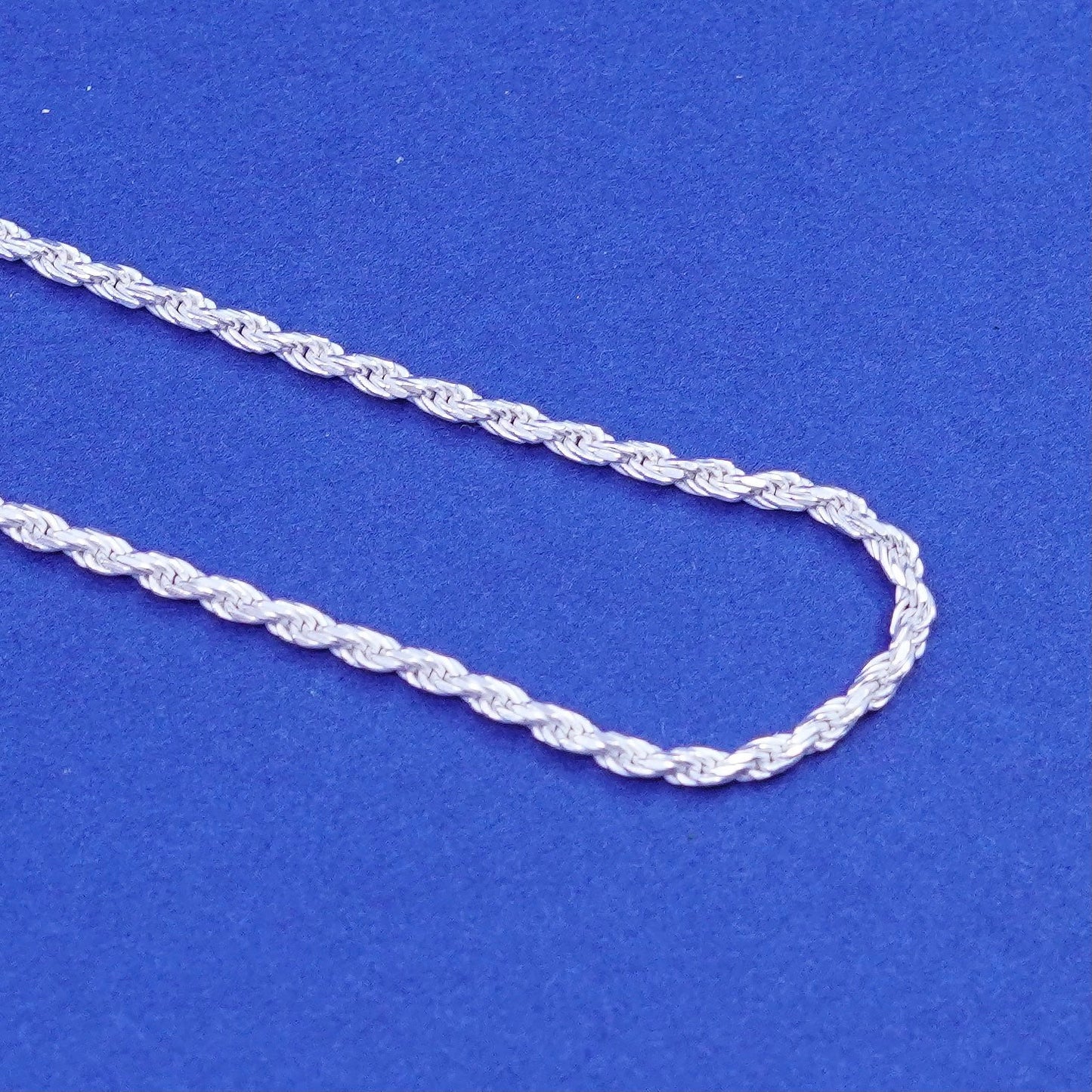 18”, 1.6mm, vintage Sterling silver handmade necklace, 925 diamond rope chain
