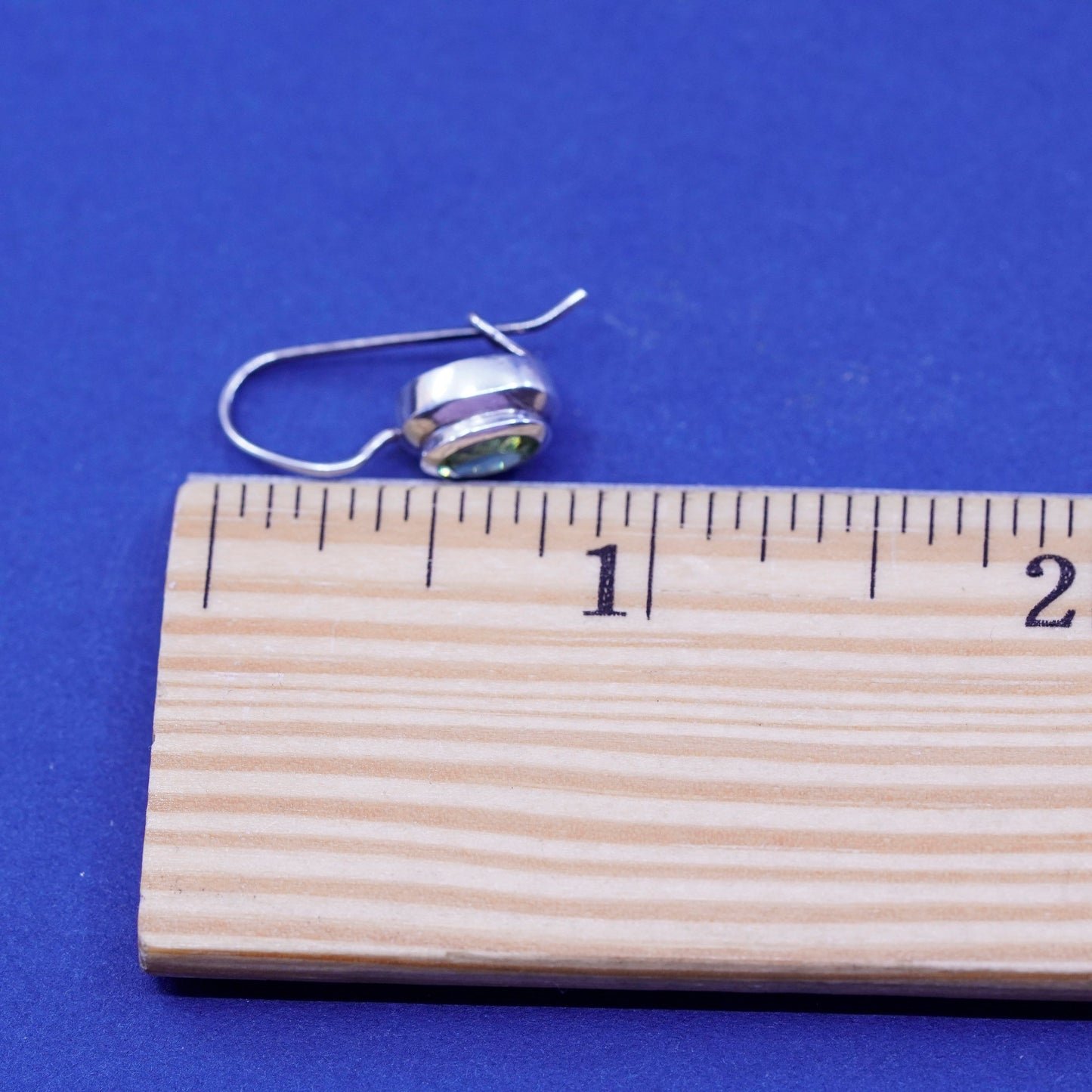 Vintage sterling silver handmade earrings, 925 oval peridot