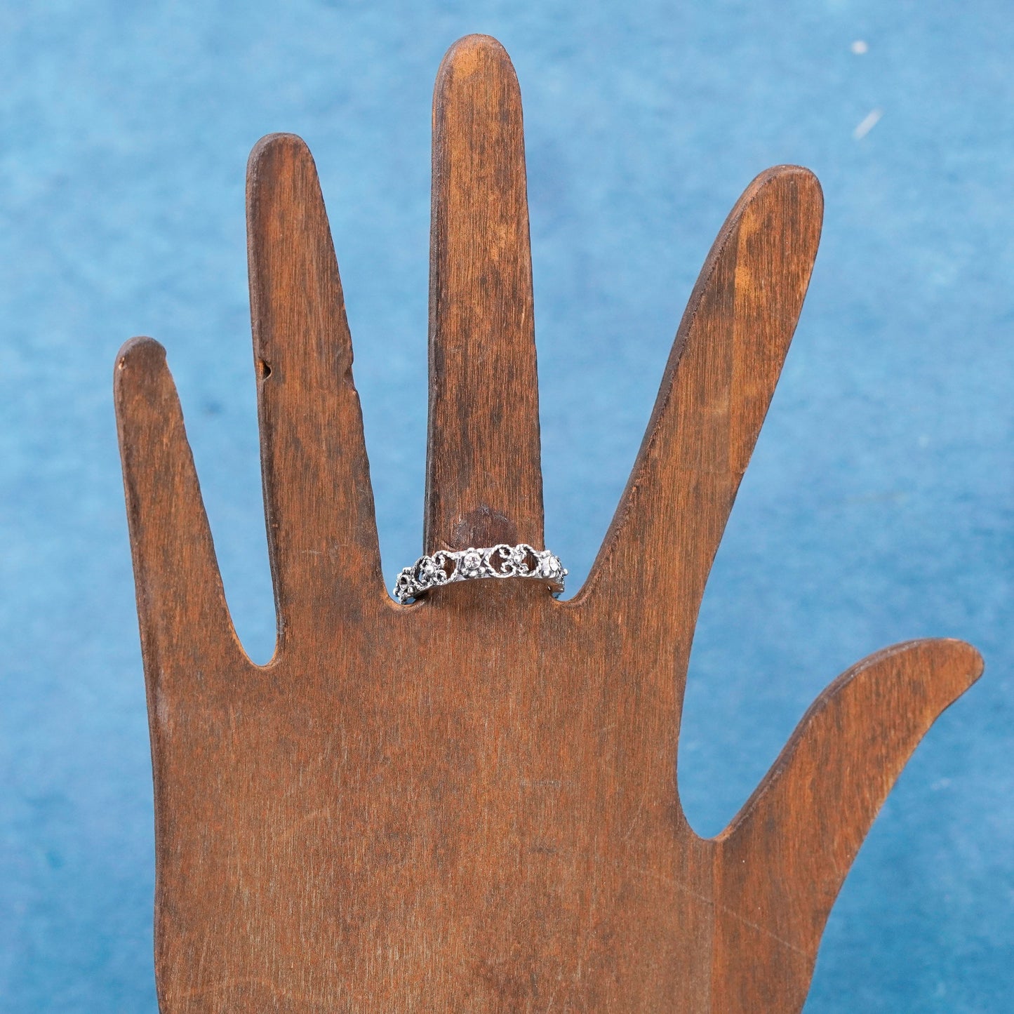 Size 9, vintage Sterling silver handmade ring, 925 band with cz