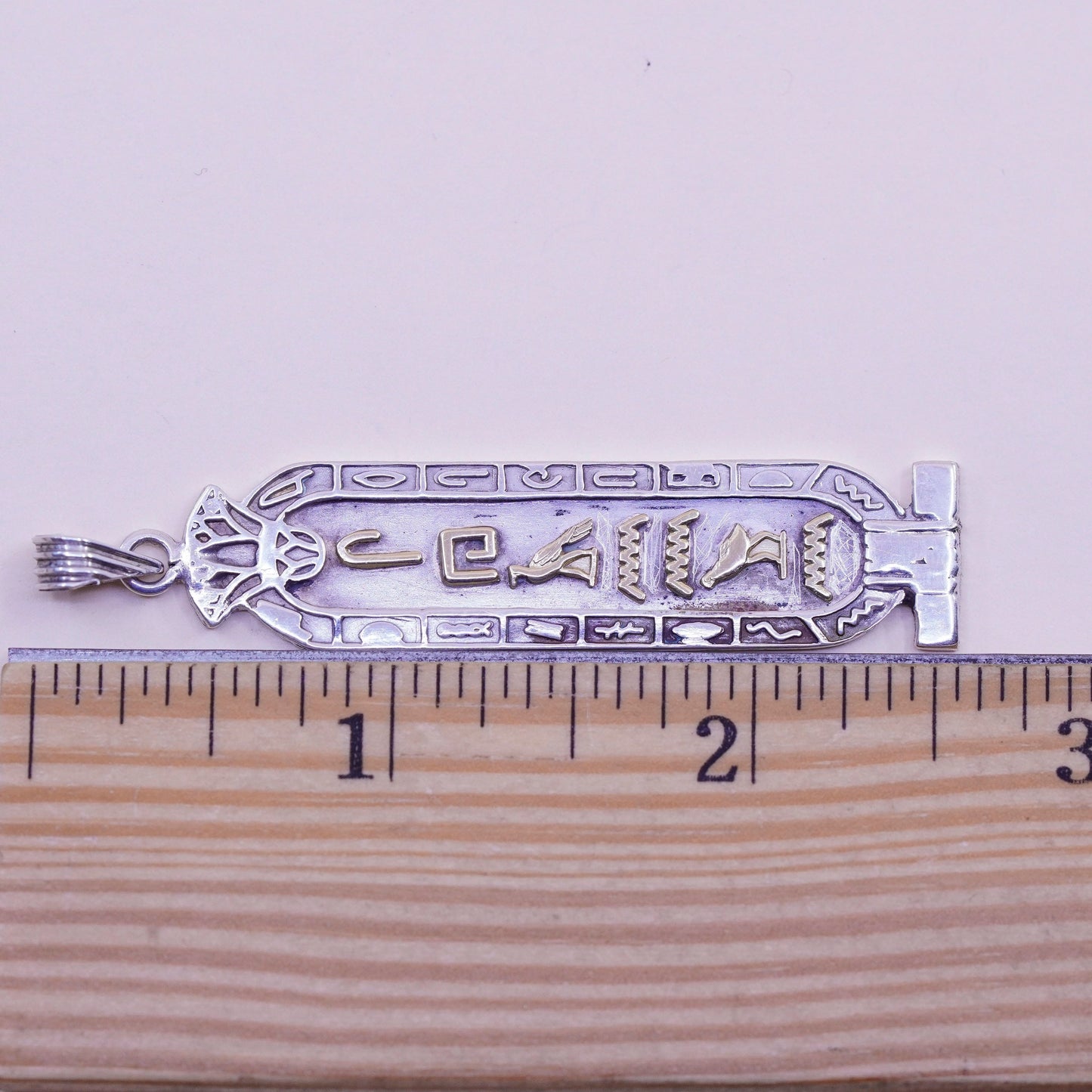 Vintage two tone Sterling silver handmade pendant, Egyptian 925 ankh pendant