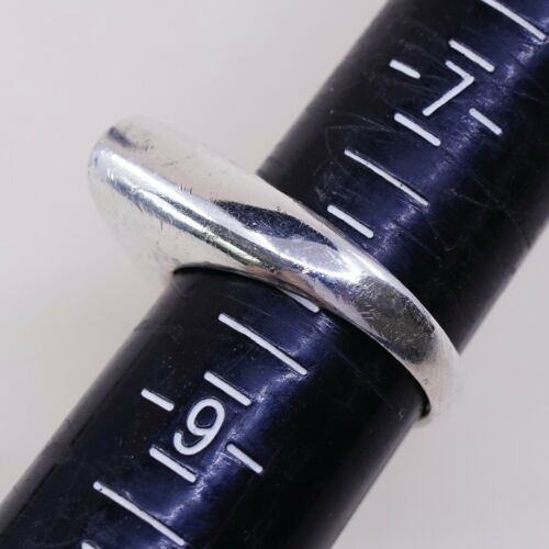 Sz 8, Vtg Sterling Silver Handmade Ring, 925 Silver Band W MOP, stamped 925