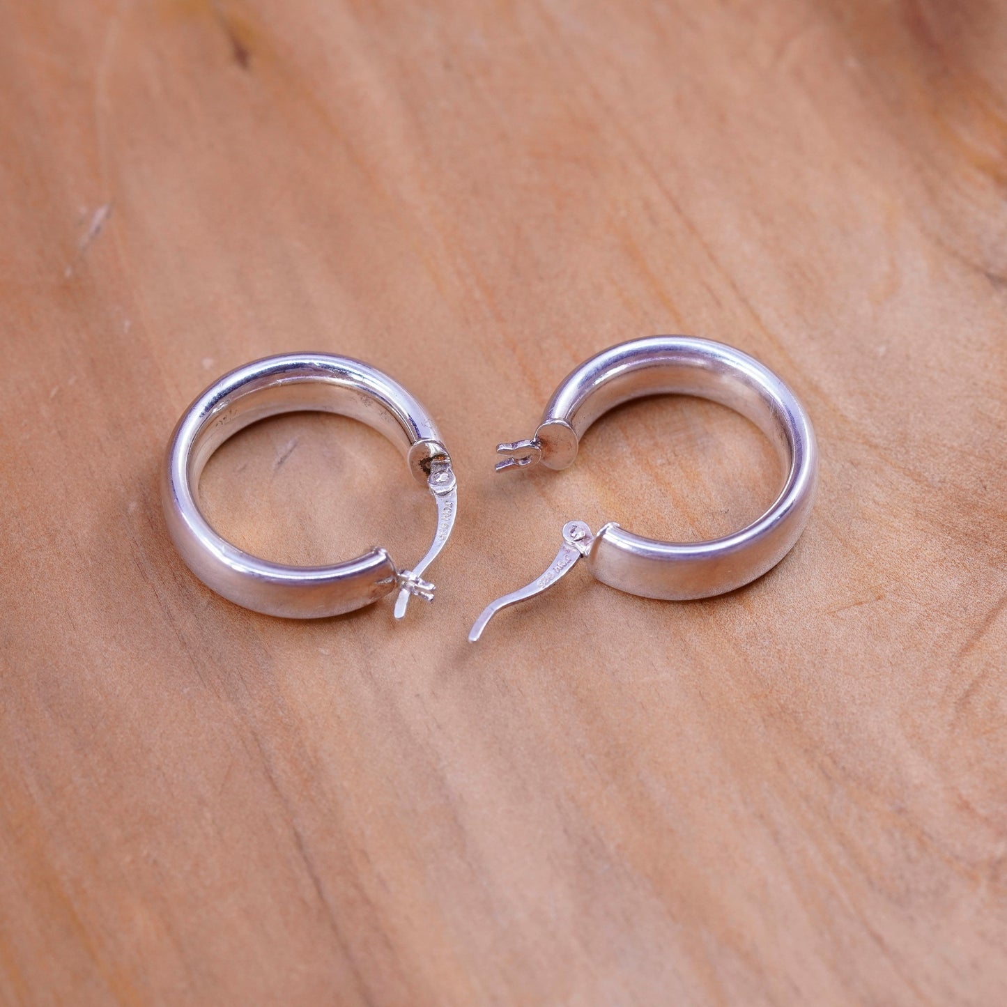 0.75”, vintage Sterling silver handmade earrings, 925 hoops