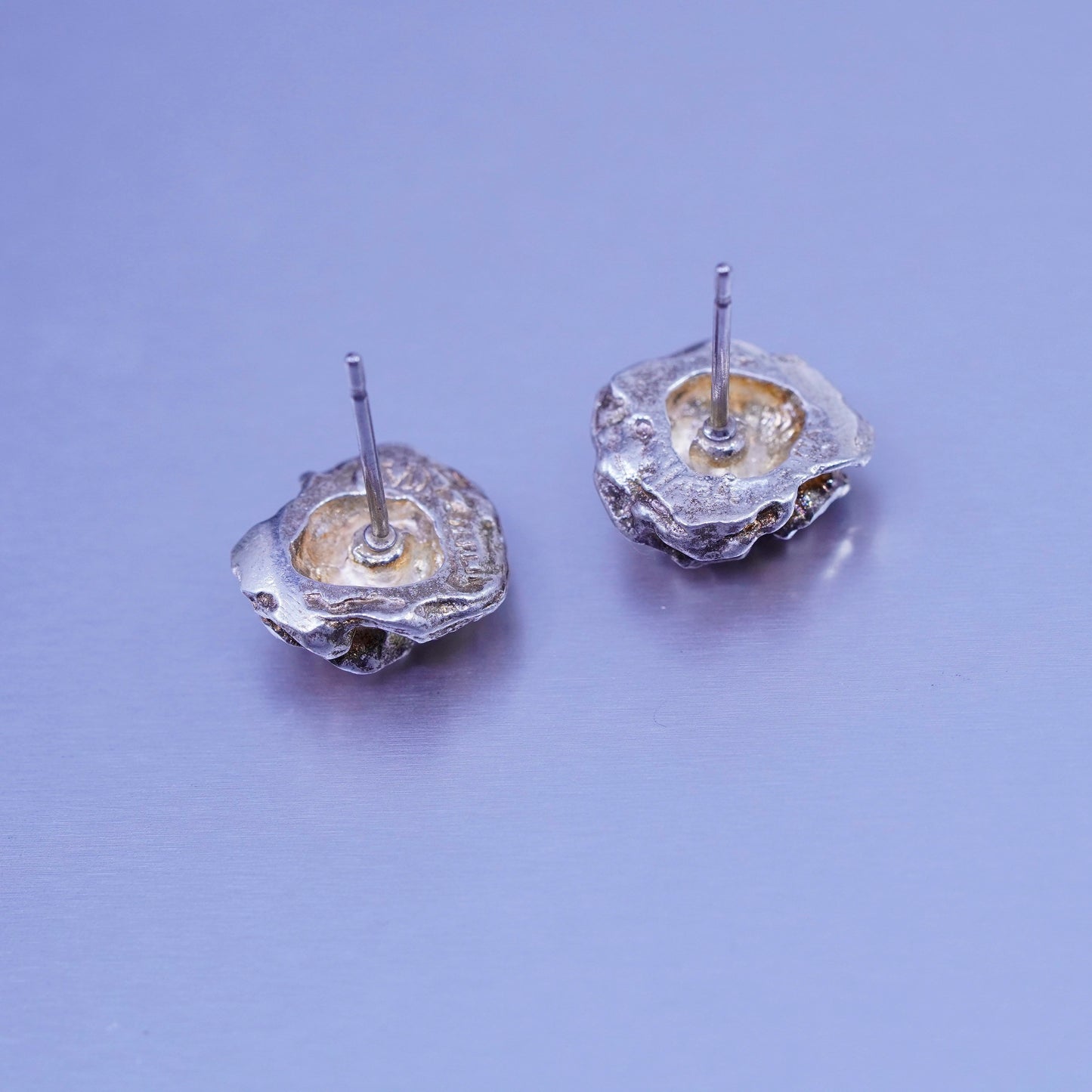 Vintage Sterling 925 silver handmade earrings, rose flower studs