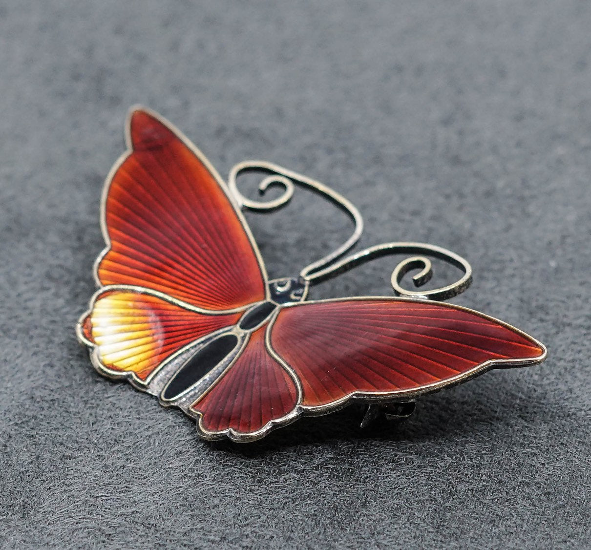 Norway david andersen handmade sterling 925 silver enamel butterfly brooch
