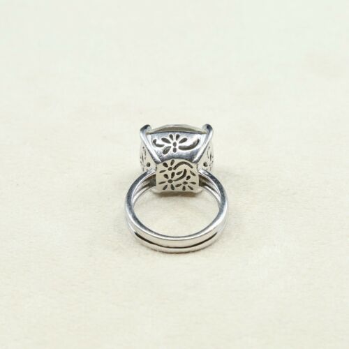 Sz 8.5, Sterling Silver Ring, 925 Silver cocktail statement Ring W/ Crystal