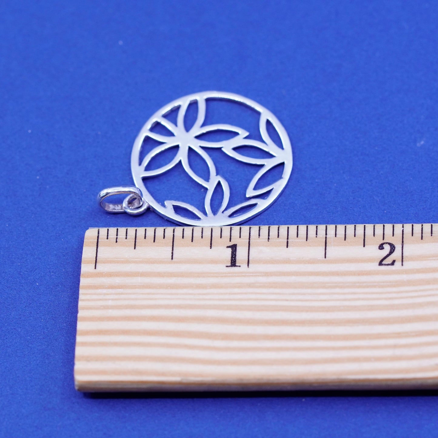Vintage Tashi Sterling silver handmade pendant, 925 filigree Sakura flower